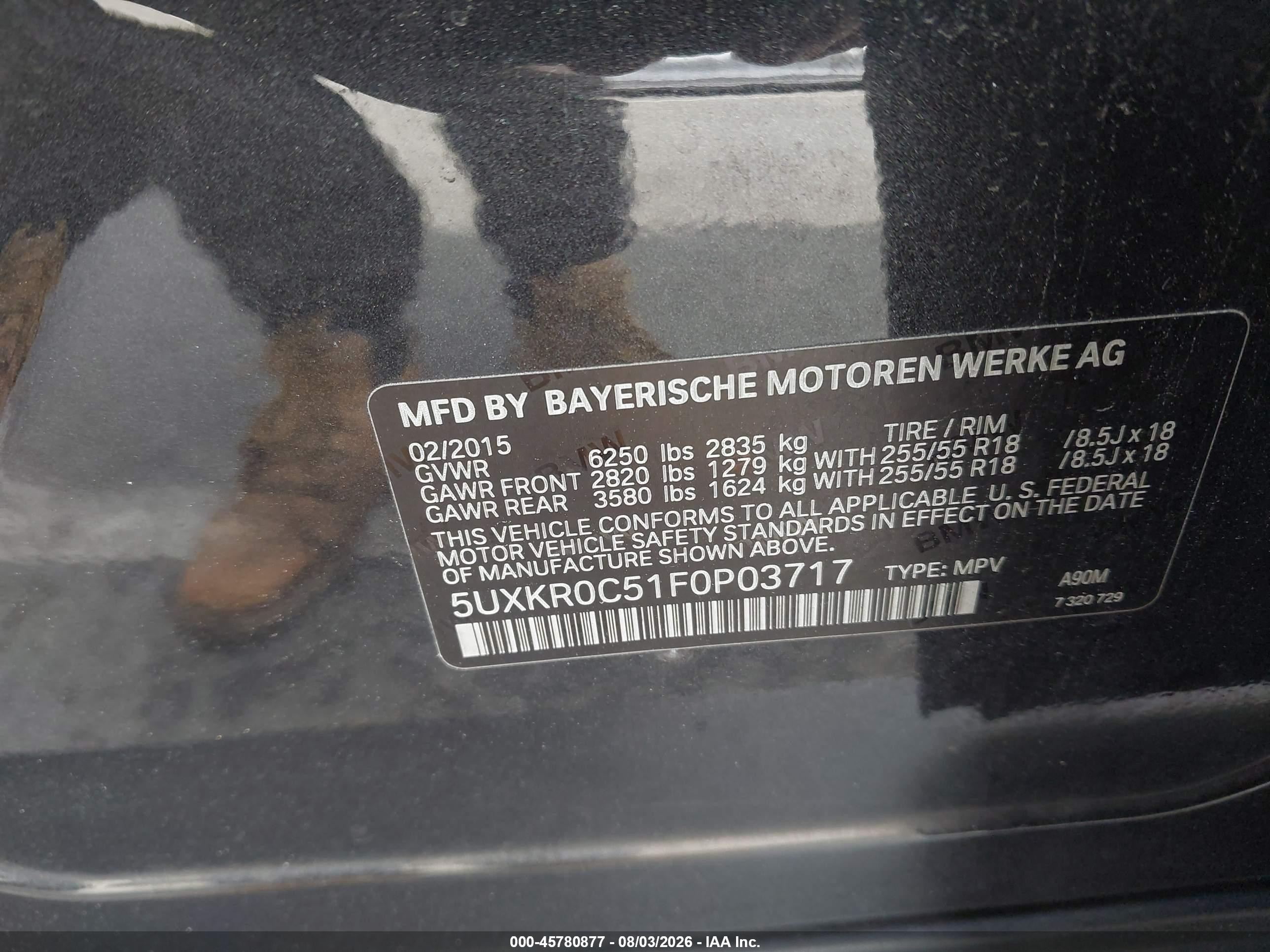 2015 Bmw X5 Xdrive35i Black vin: 5UXKR0C51F0P03717