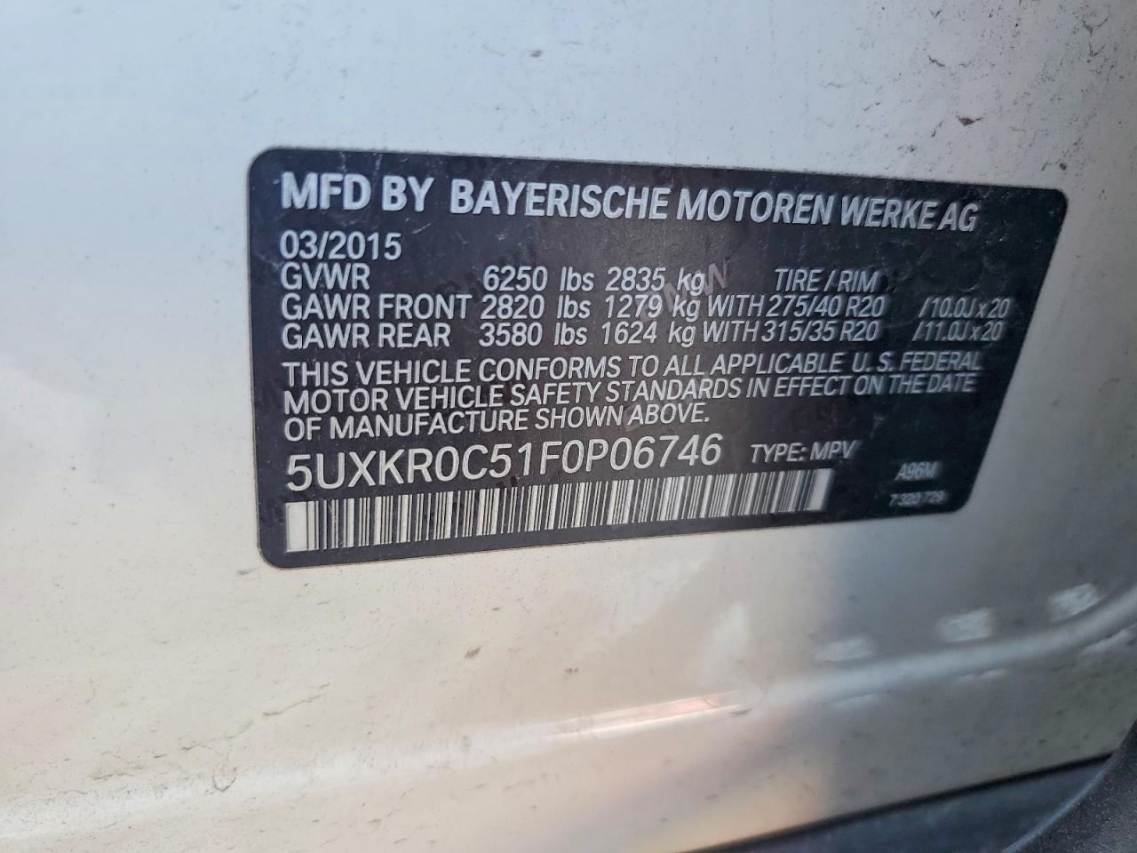 2015 Bmw X5 Xdrive35i Белый vin: 5UXKR0C51F0P06746