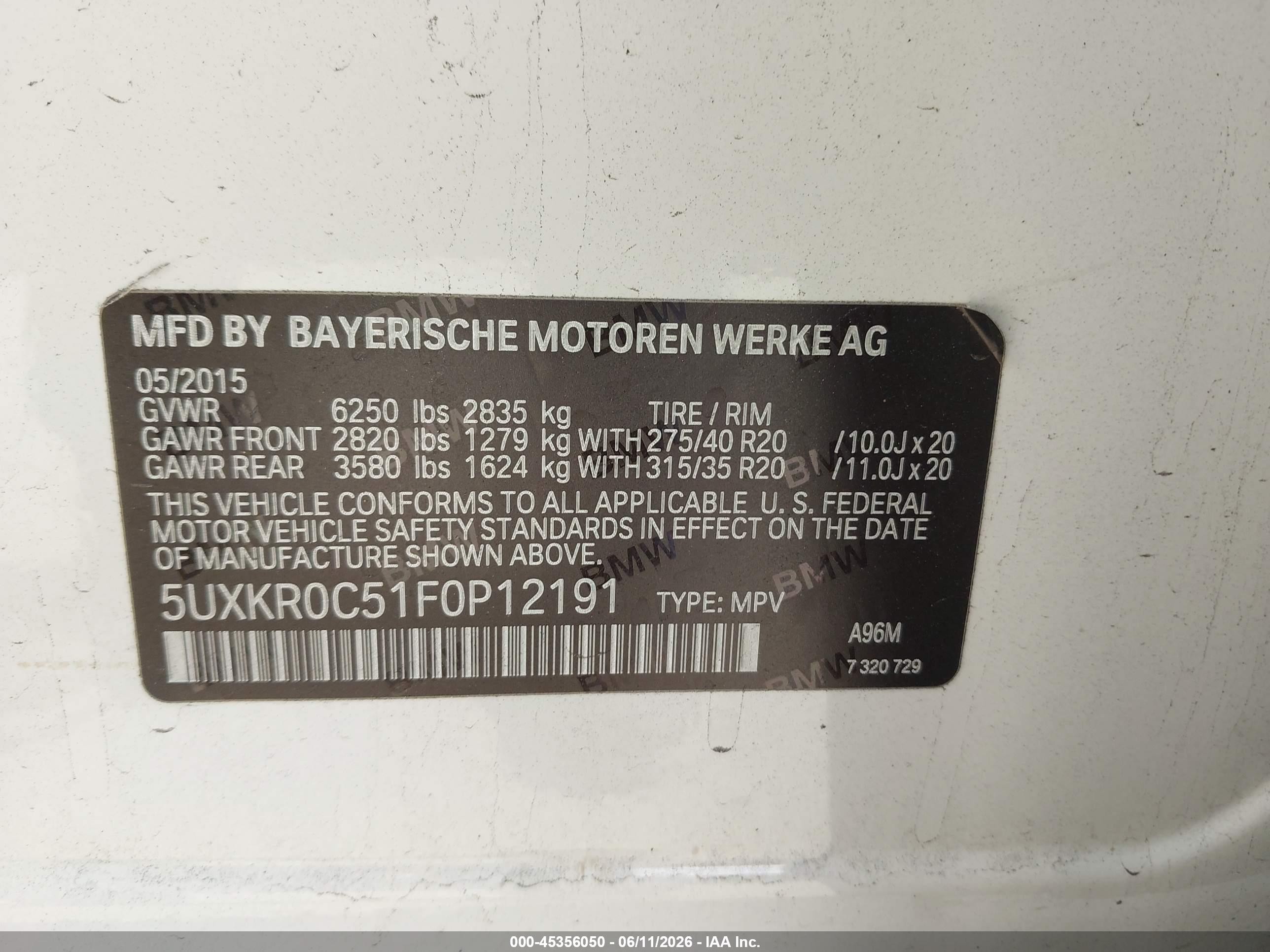 2015 Bmw X5 Xdrive35i White vin: 5UXKR0C51F0P12191