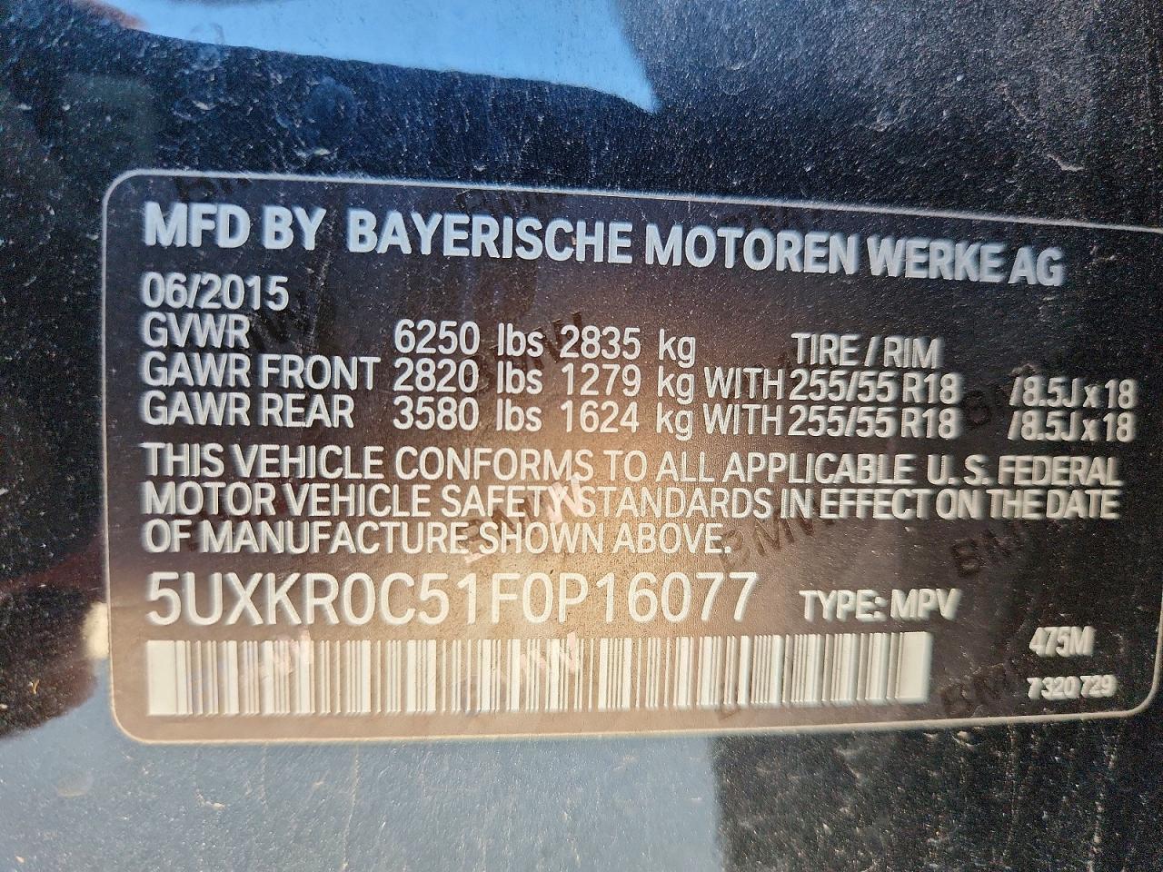 2015 Bmw X5 Xdrive35i Black vin: 5UXKR0C51F0P16077