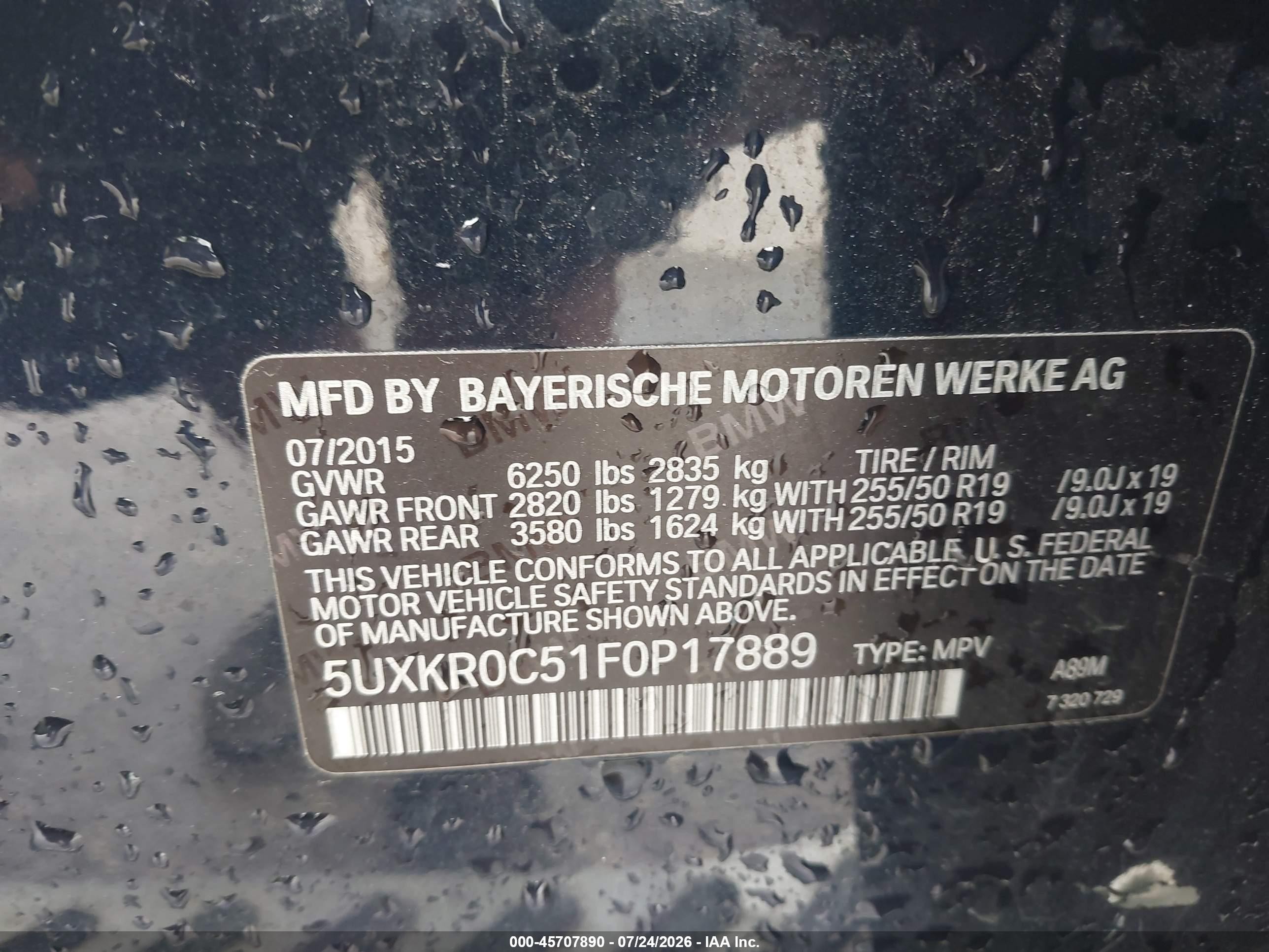 2015 Bmw X5 Xdrive35i Black vin: 5UXKR0C51F0P17889