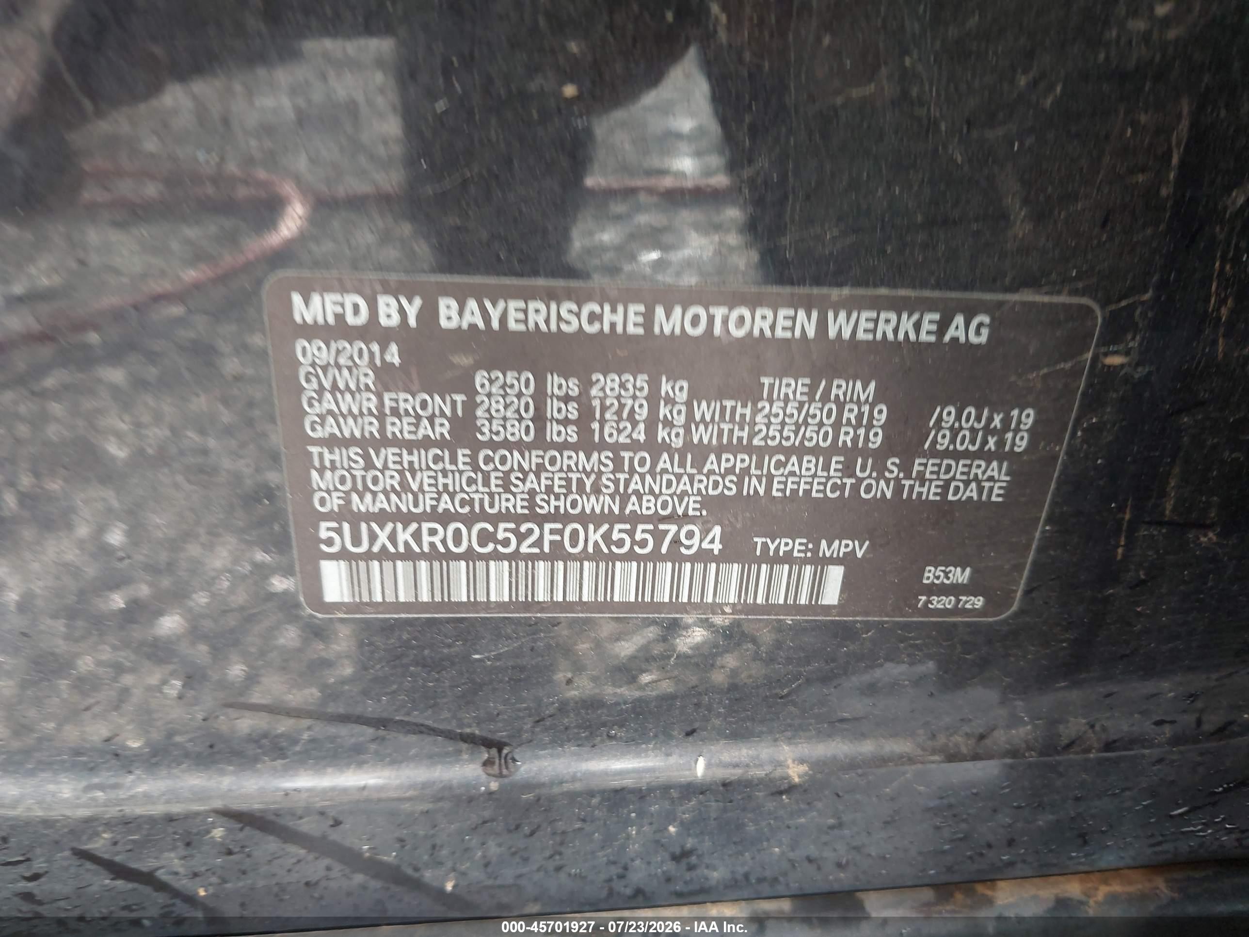 2015 Bmw X5 Xdrive35i vin: 5UXKR0C52F0K55794
