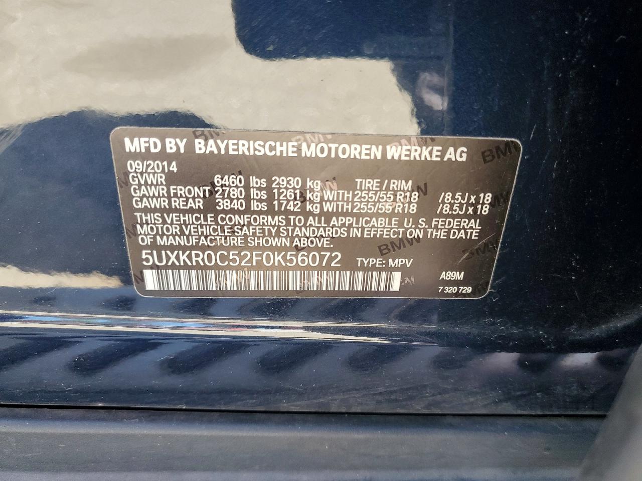 2015 Bmw X5 Xdrive35i Blue vin: 5UXKR0C52F0K56072