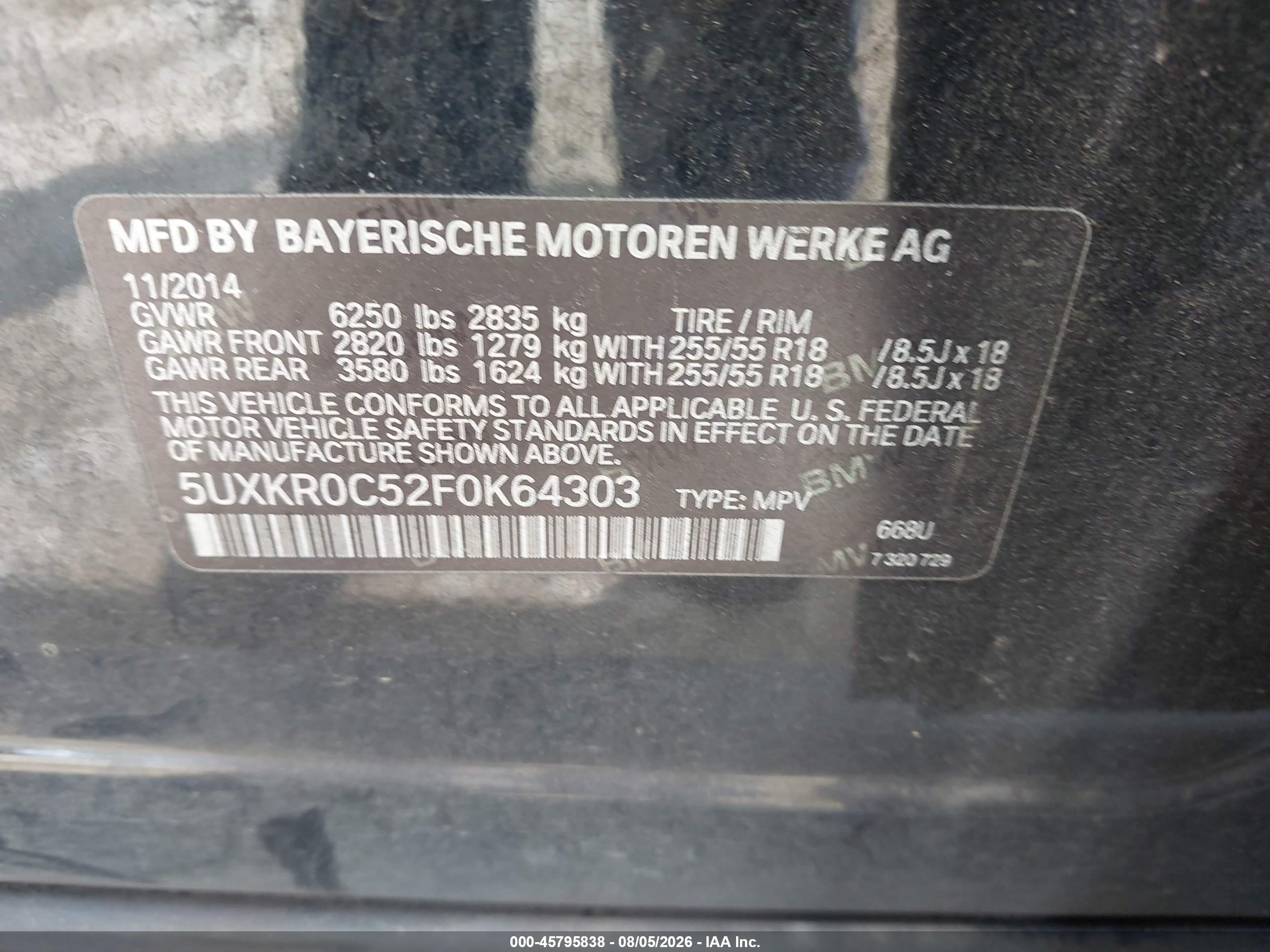 2015 Bmw X5 Xdrive35i Black vin: 5UXKR0C52F0K64303