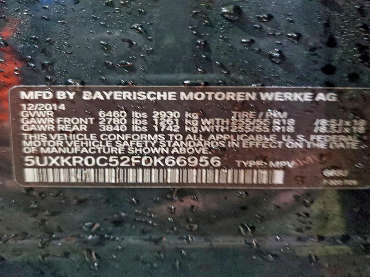 2015 Bmw X5 Xdrive35i Black vin: 5UXKR0C52F0K66956