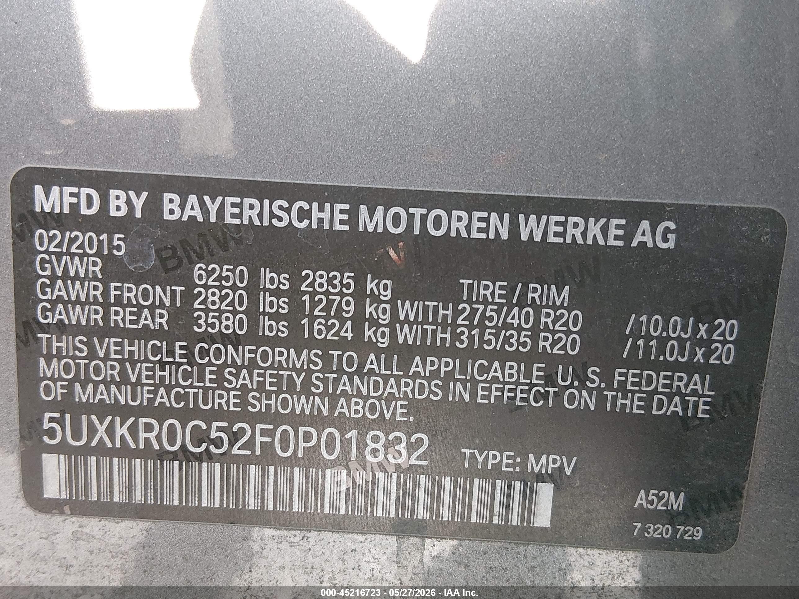2015 Bmw X5 Xdrive35i Gray vin: 5UXKR0C52F0P01832