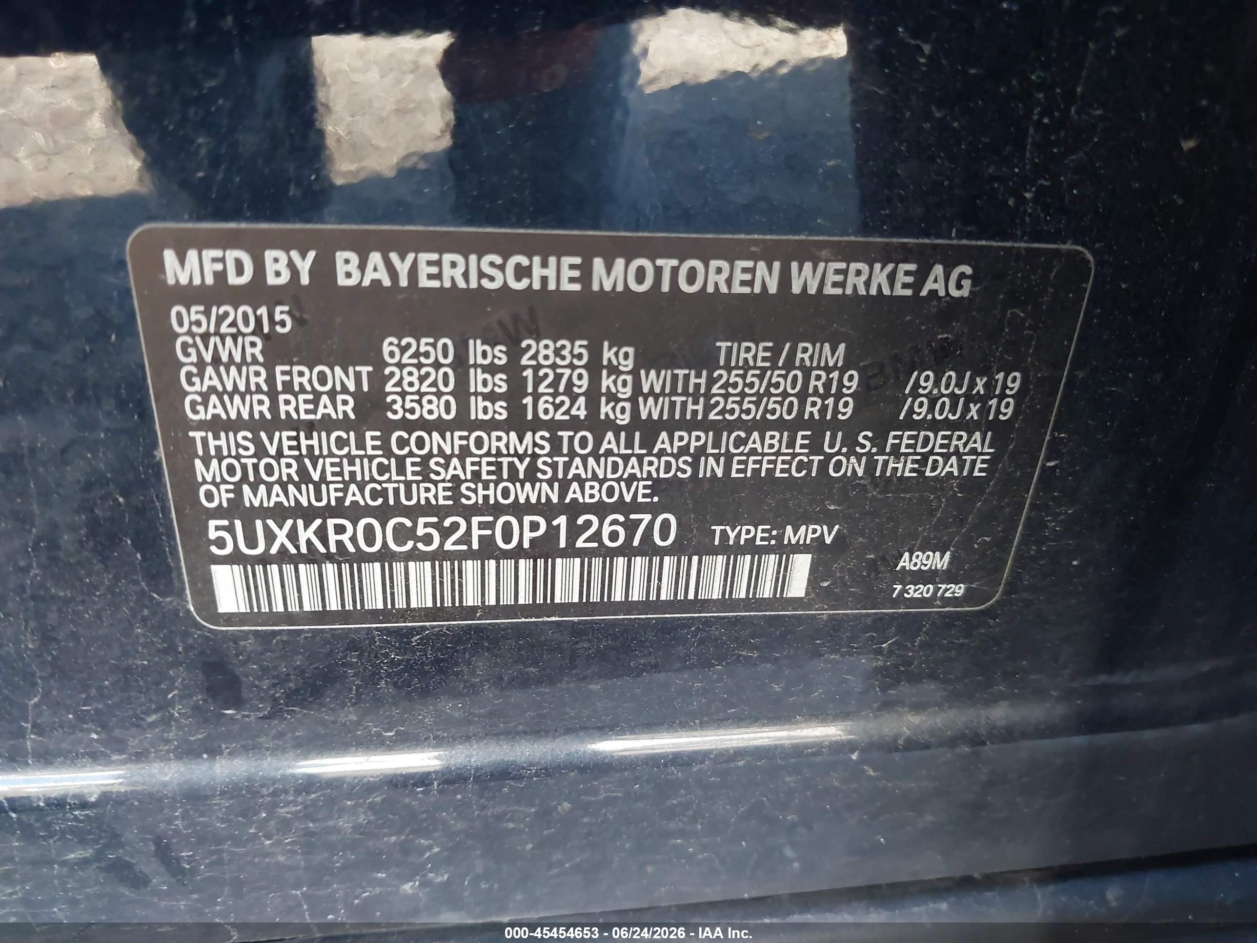 2015 Bmw X5 Xdrive35i Черный vin: 5UXKR0C52F0P12670