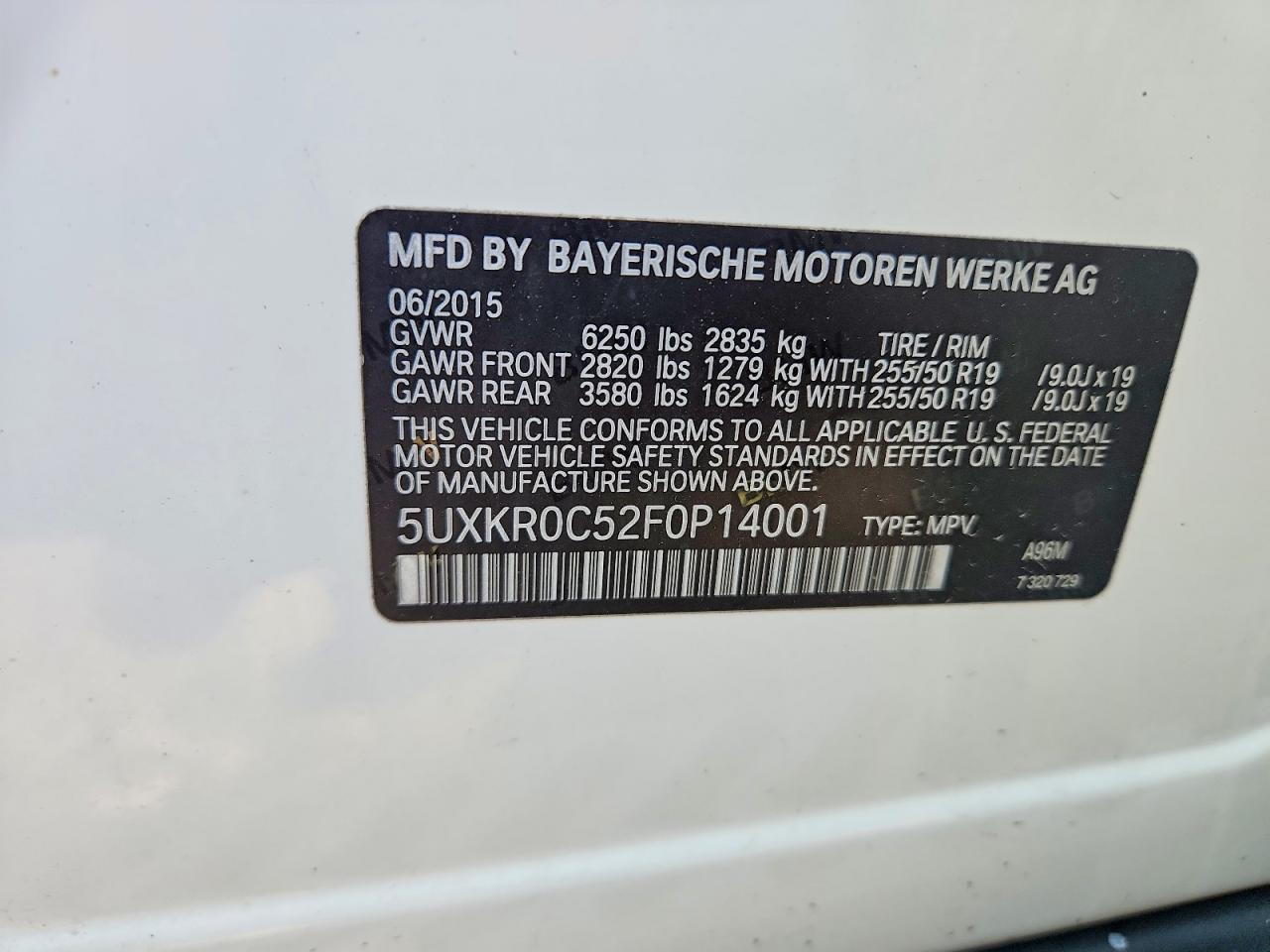 2015 Bmw X5 Xdrive35i Белый vin: 5UXKR0C52F0P14001
