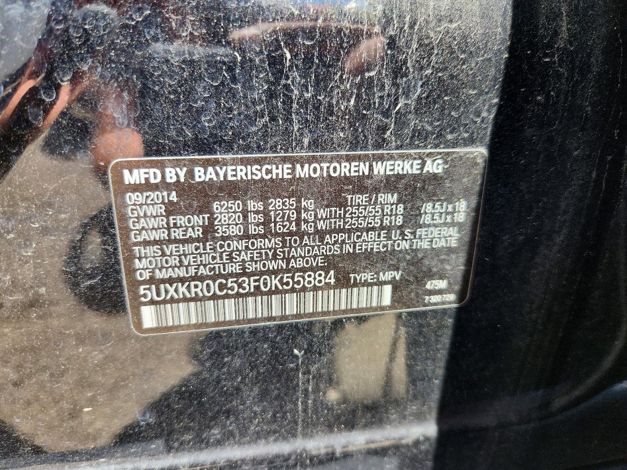 2015 Bmw X5 Xdrive35i Black vin: 5UXKR0C53F0K55884