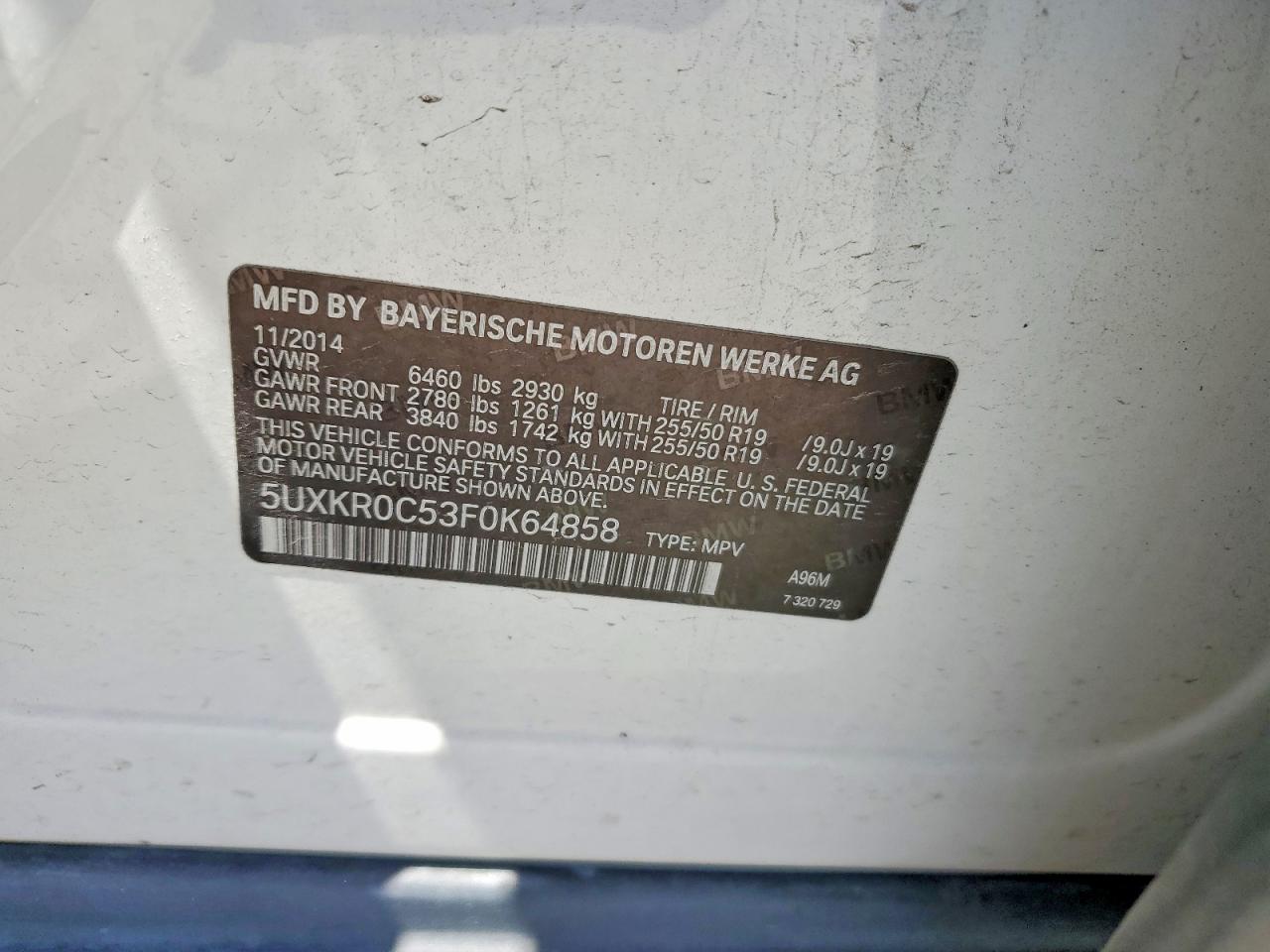 2015 Bmw X5 Xdrive35i White vin: 5UXKR0C53F0K64858