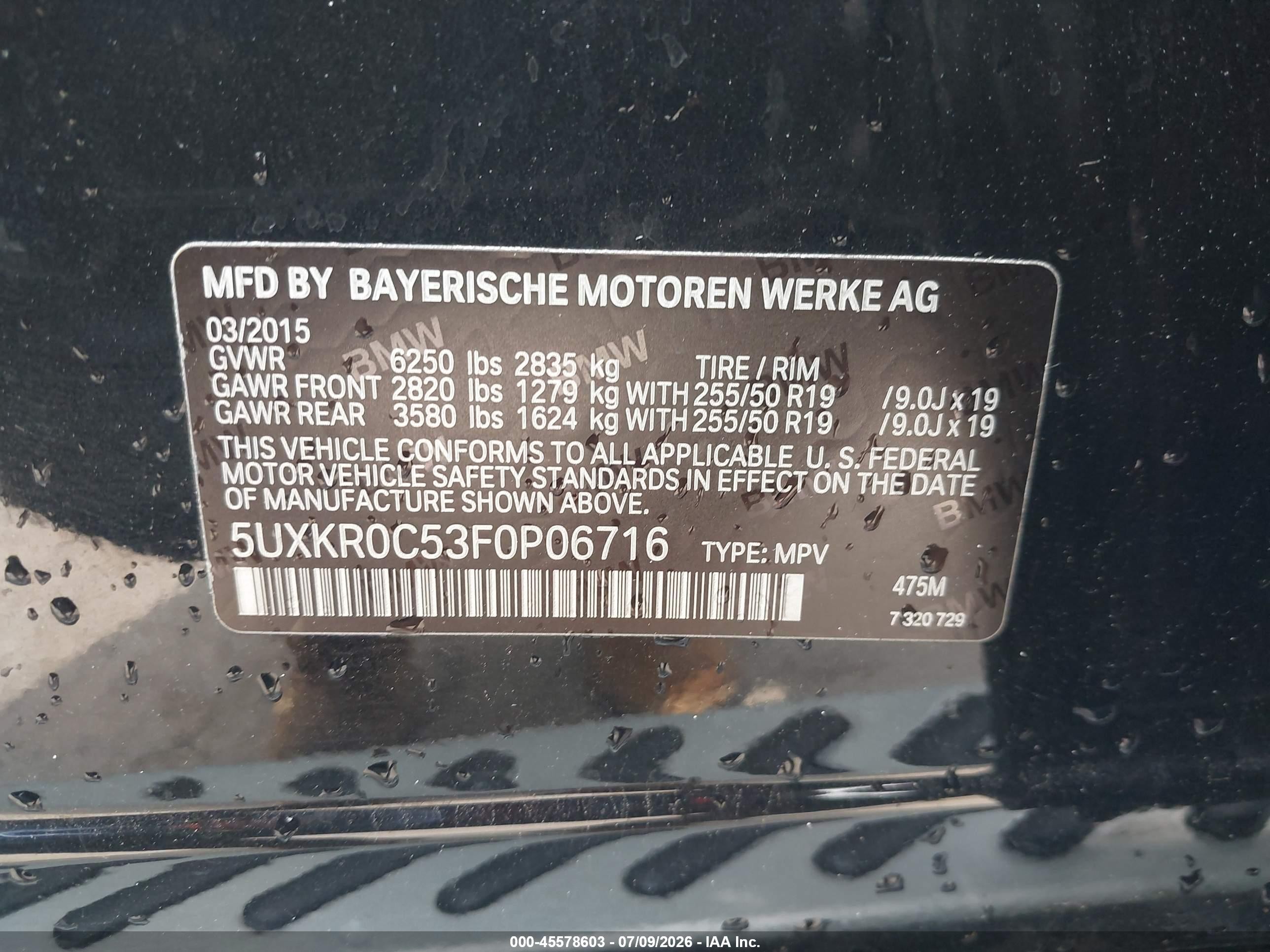 2015 Bmw X5 Xdrive35i Black vin: 5UXKR0C53F0P06716