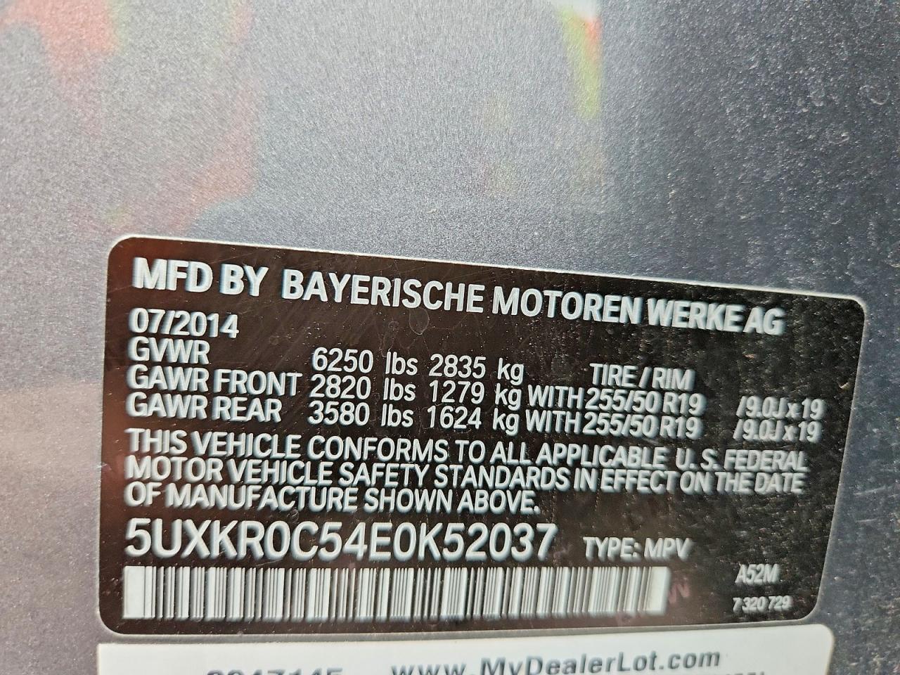 2014 Bmw X5 Xdrive35i Серый vin: 5UXKR0C54E0K52037
