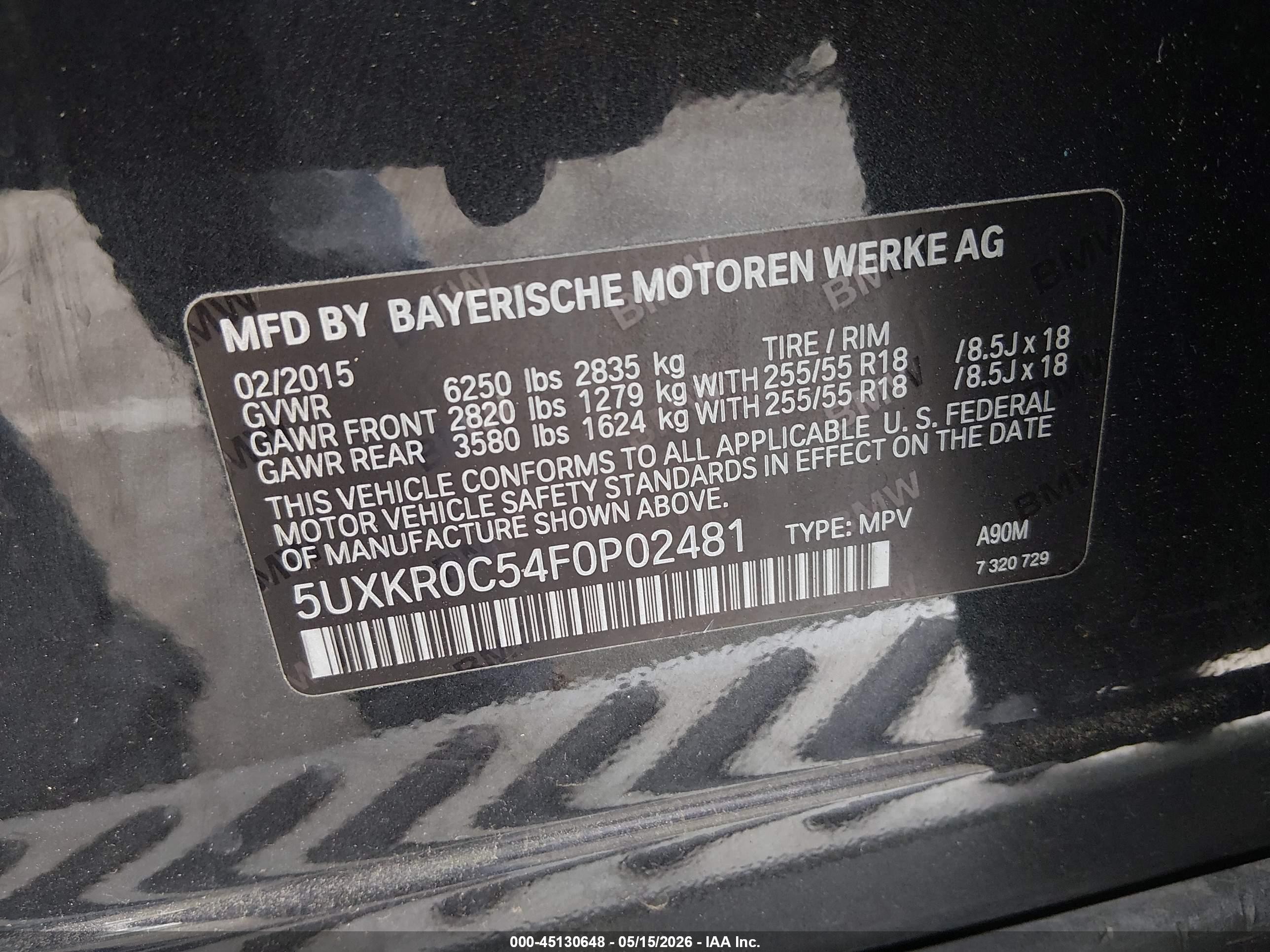 2015 Bmw X5 Xdrive35i Black vin: 5UXKR0C54F0P02481