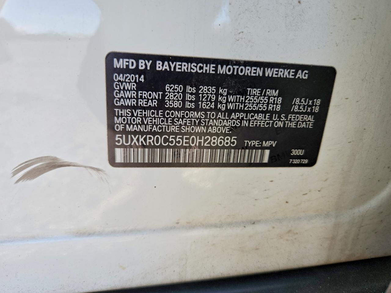 2014 Bmw X5 Xdrive35i Белый vin: 5UXKR0C55E0H28685