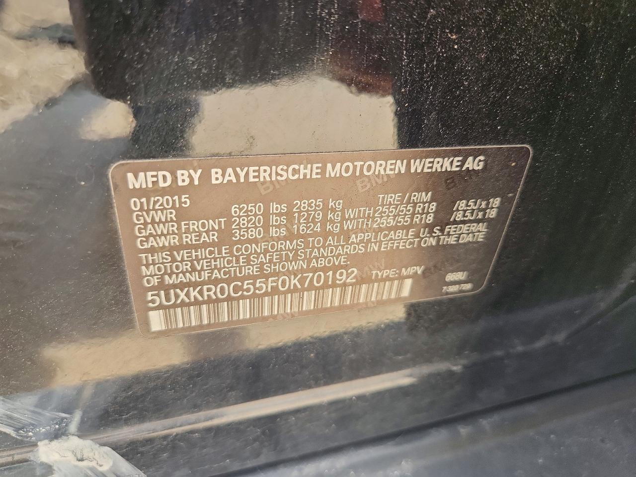 2015 Bmw X5 Xdrive35i Black vin: 5UXKR0C55F0K70192