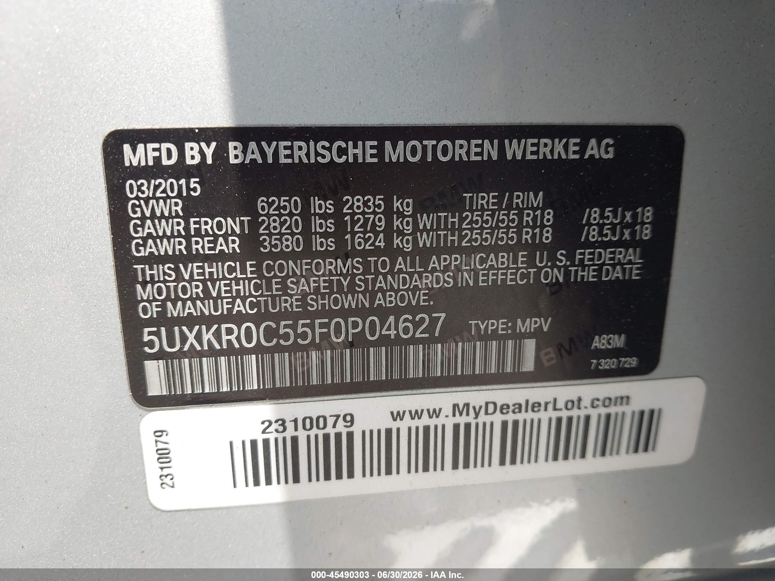 2015 Bmw X5 Xdrive35i Silver vin: 5UXKR0C55F0P04627