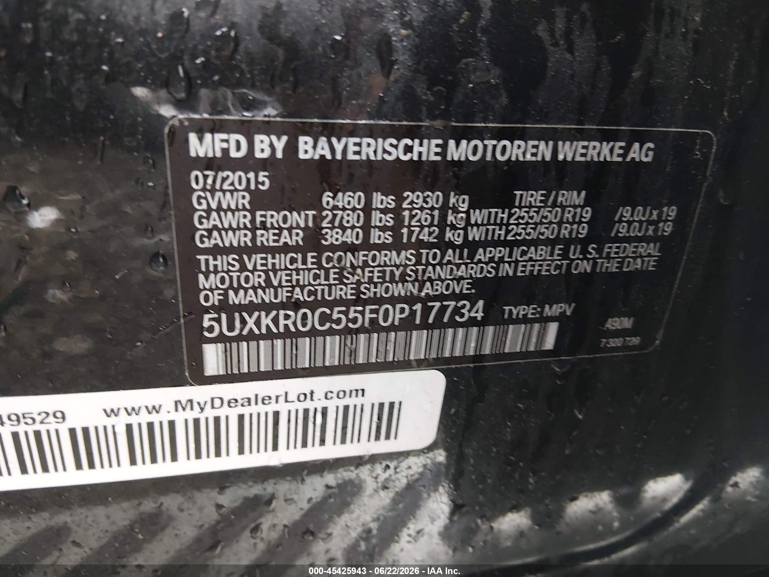 2015 Bmw X5 Xdrive35i Black vin: 5UXKR0C55F0P17734
