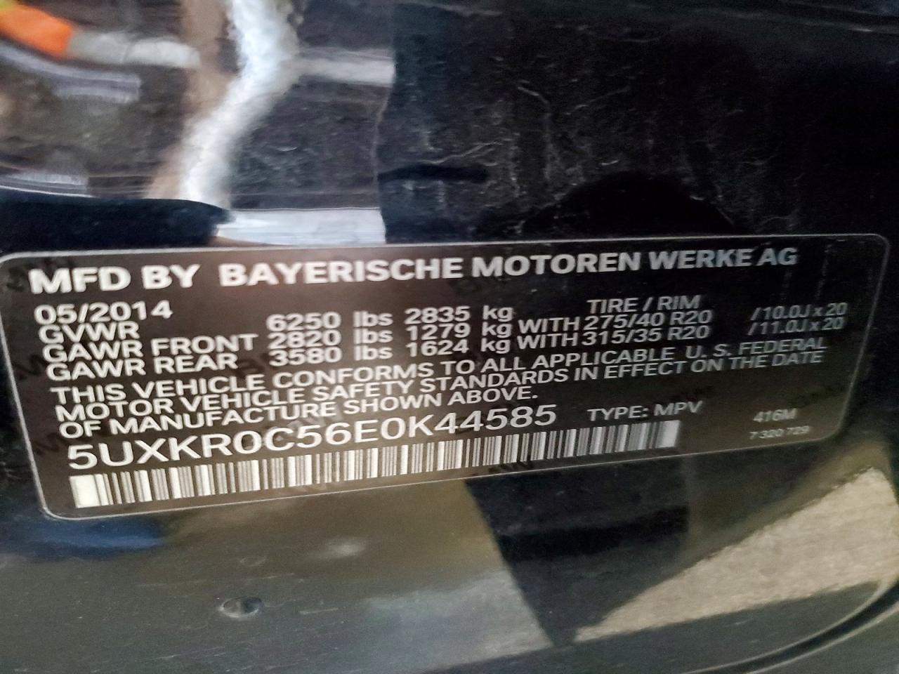 2014 Bmw X5 Xdrive35i Black vin: 5UXKR0C56E0K44585