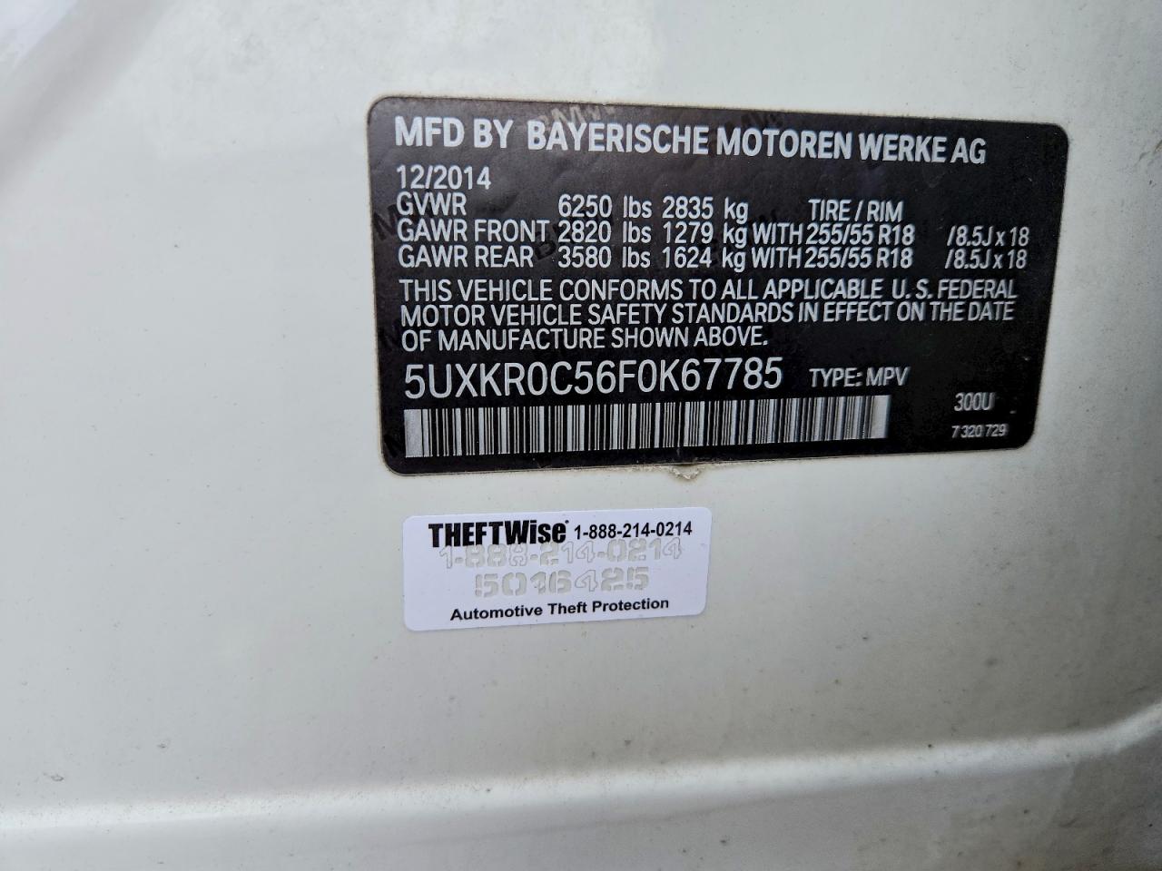 2015 Bmw X5 Xdrive35i White vin: 5UXKR0C56F0K67785