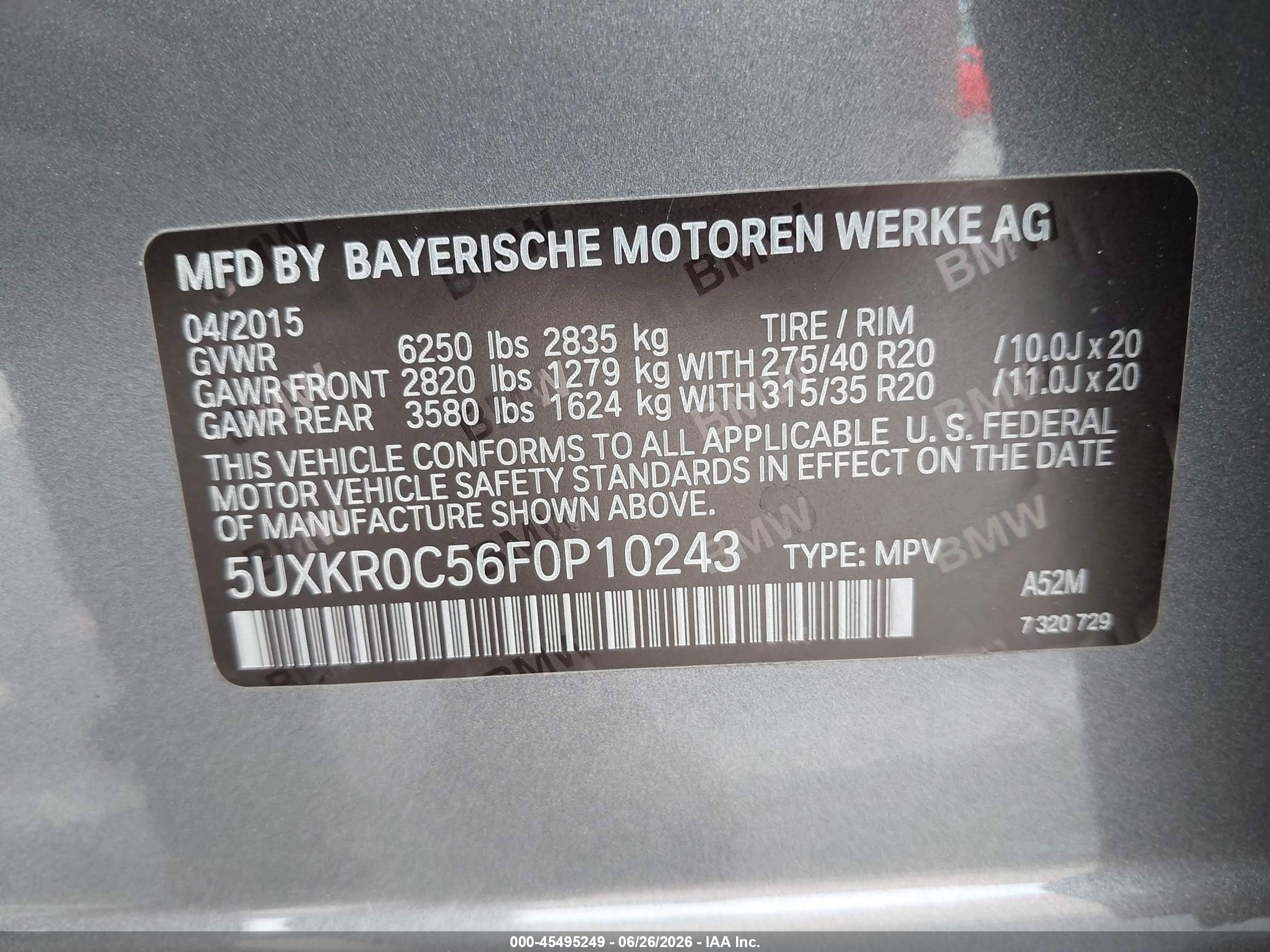 2015 Bmw X5 Xdrive35i Gray vin: 5UXKR0C56F0P10243