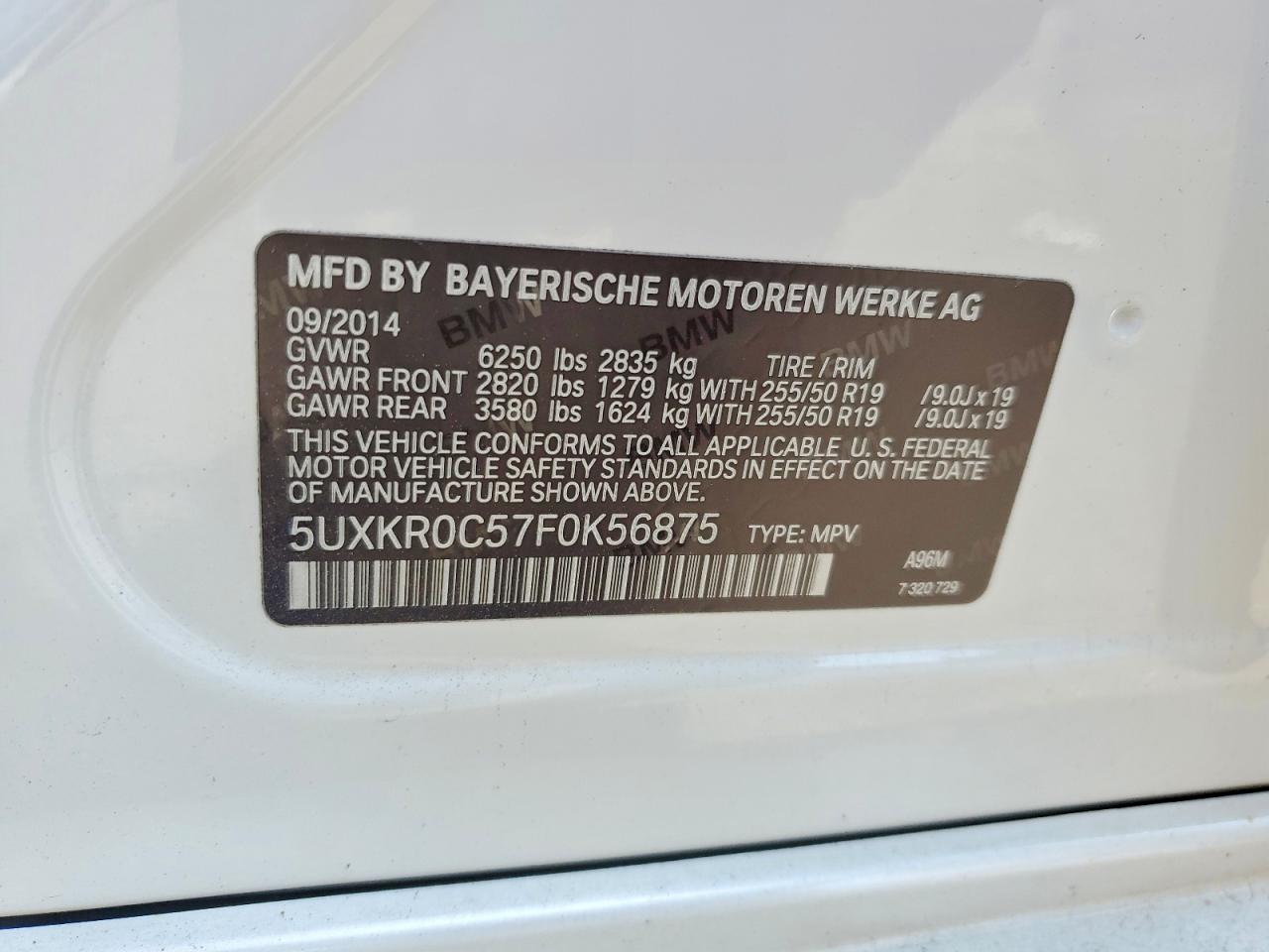 2015 Bmw X5 Xdrive35i White vin: 5UXKR0C57F0K56875