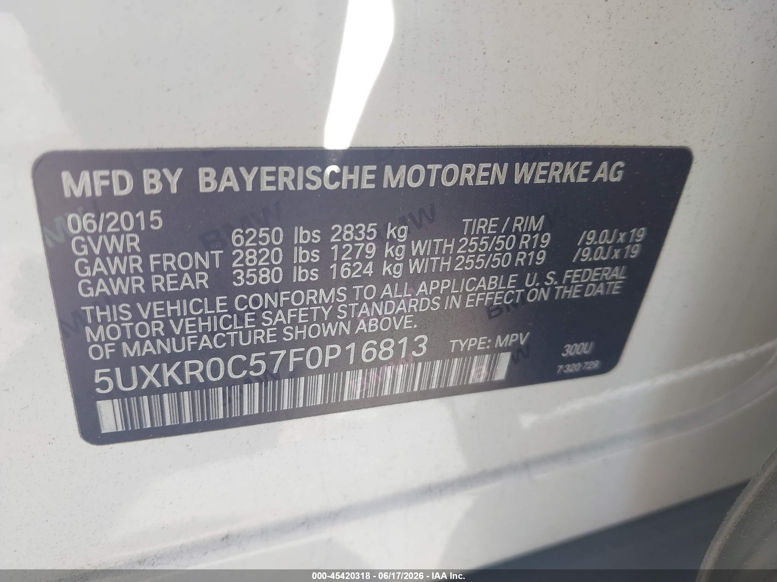2015 Bmw X5 Xdrive35i White vin: 5UXKR0C57F0P16813