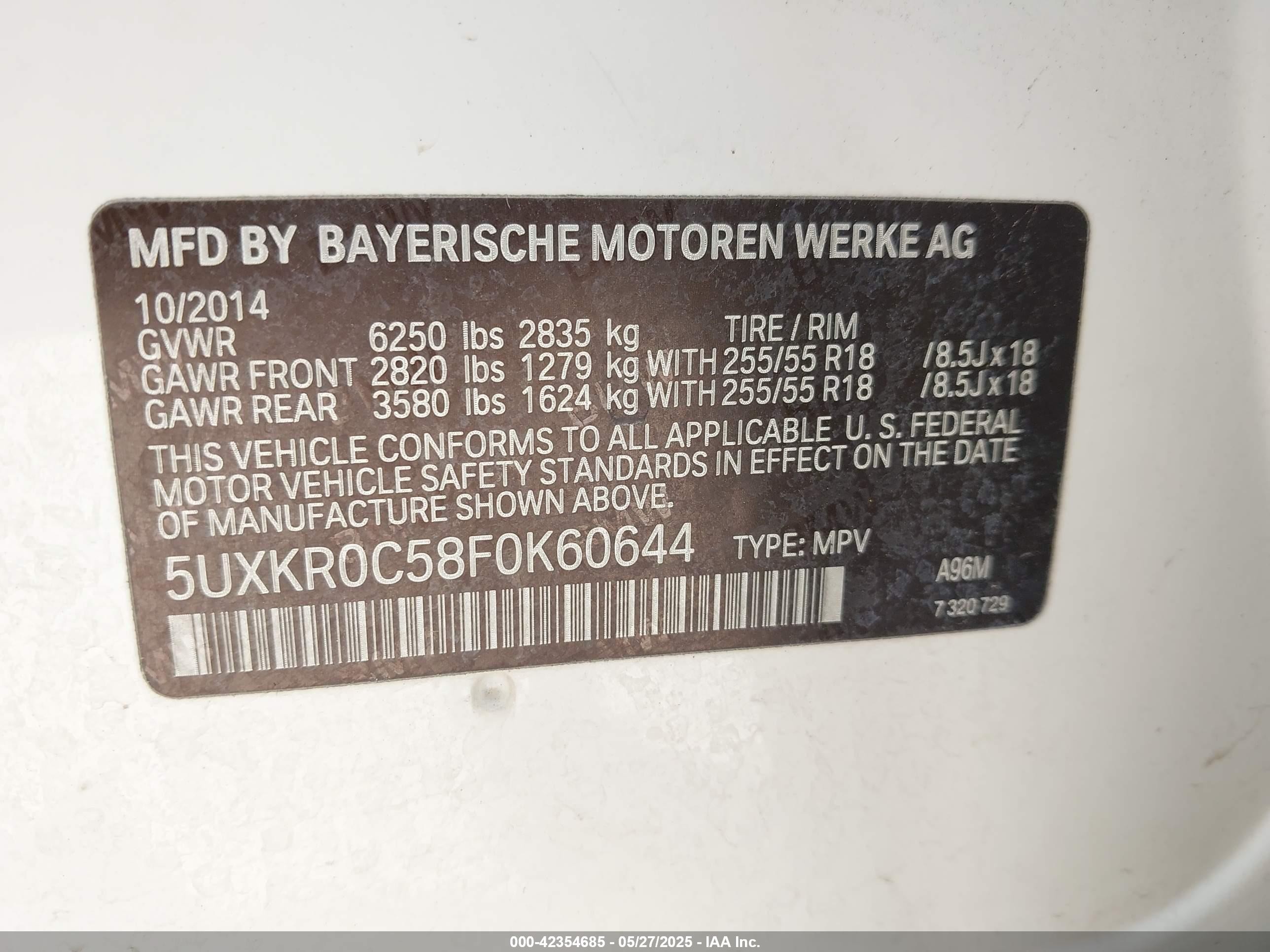 2015 Bmw X5 Xdrive35i White vin: 5UXKR0C58F0K60644
