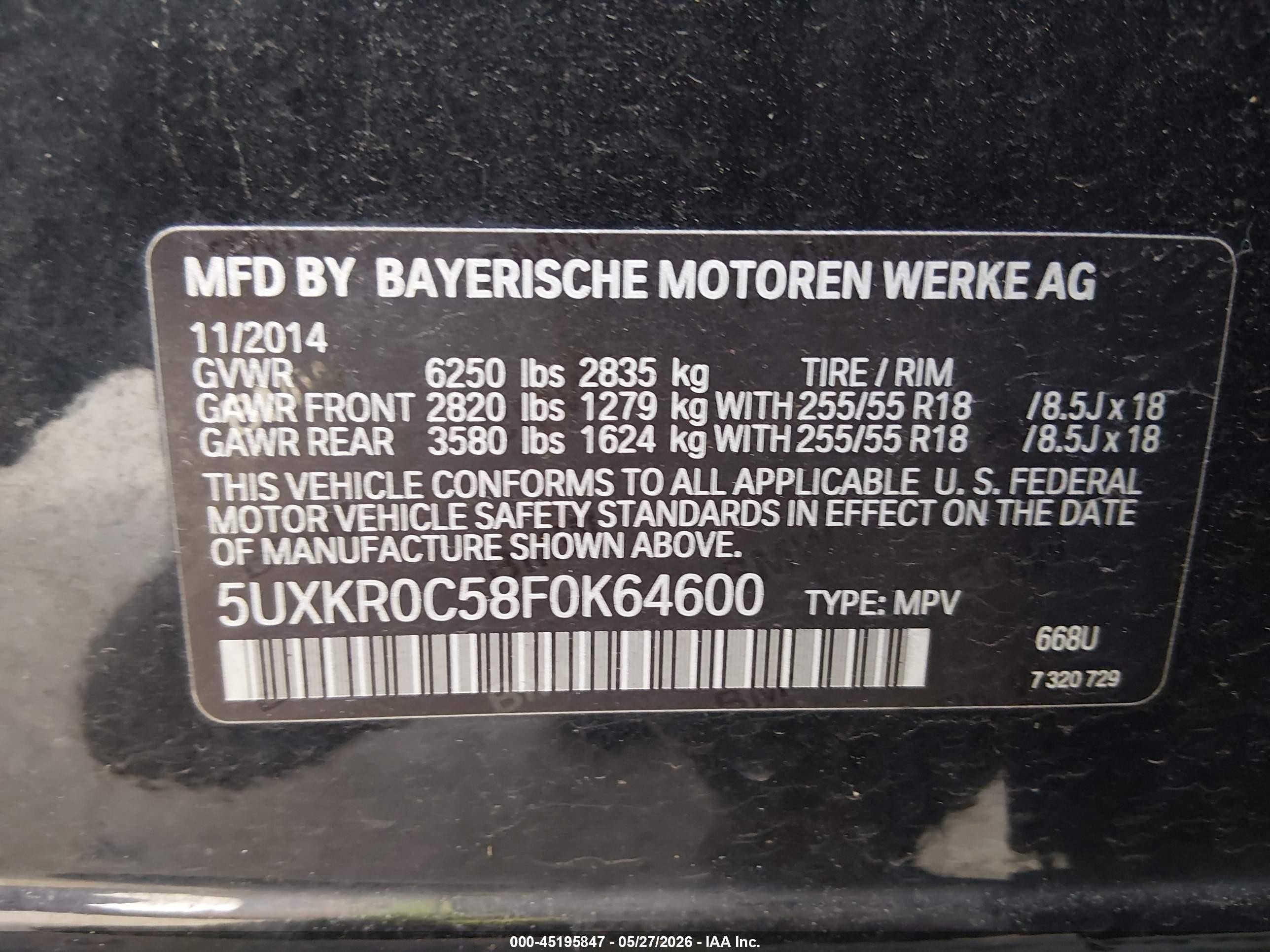 2015 Bmw X5 Xdrive35i Black vin: 5UXKR0C58F0K64600