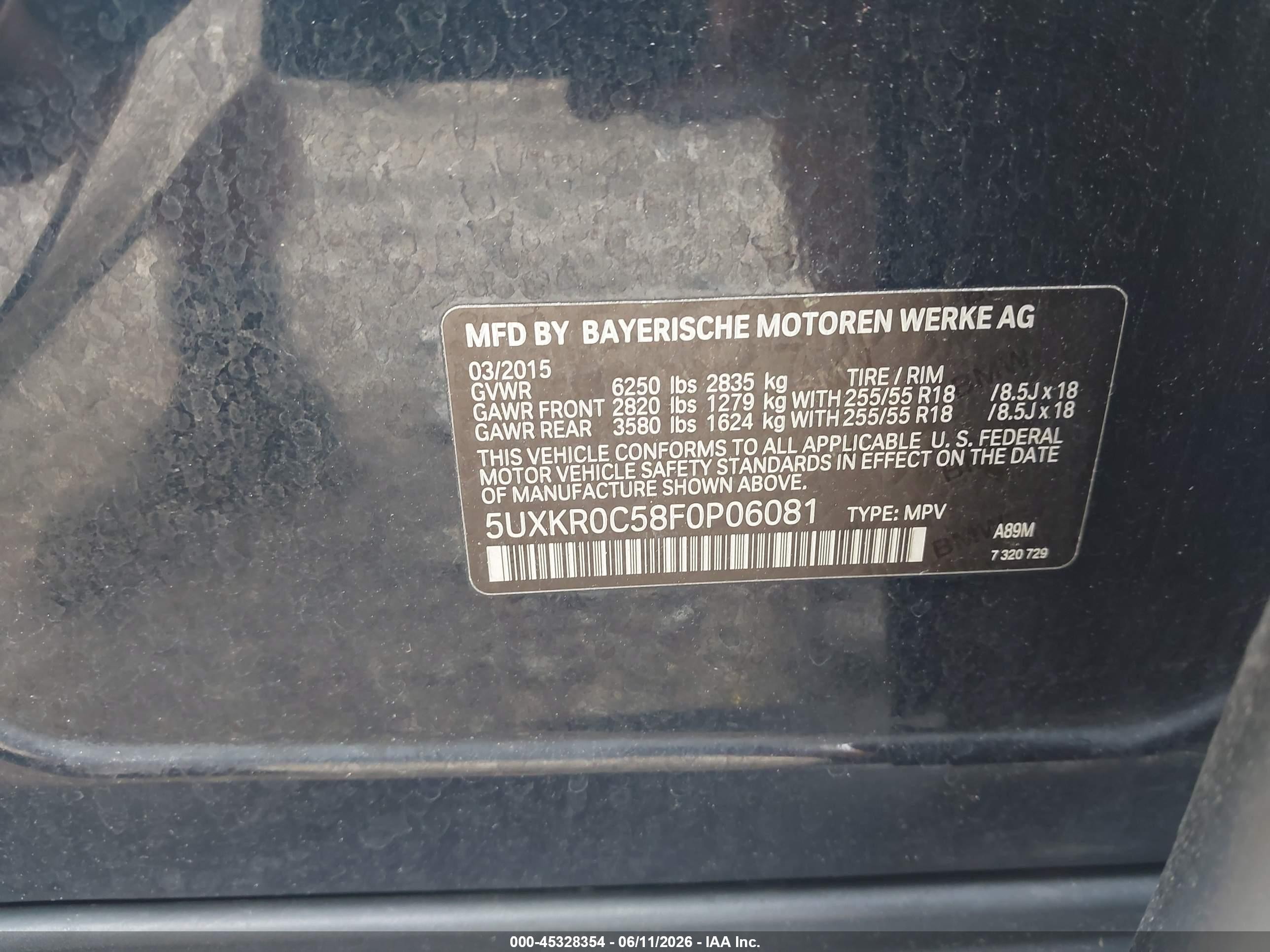 2015 Bmw X5 Xdrive35i Blue vin: 5UXKR0C58F0P06081