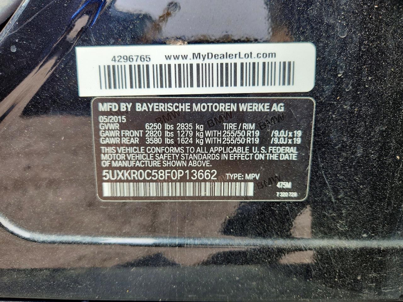 2015 Bmw X5 Xdrive35i Black vin: 5UXKR0C58F0P13662