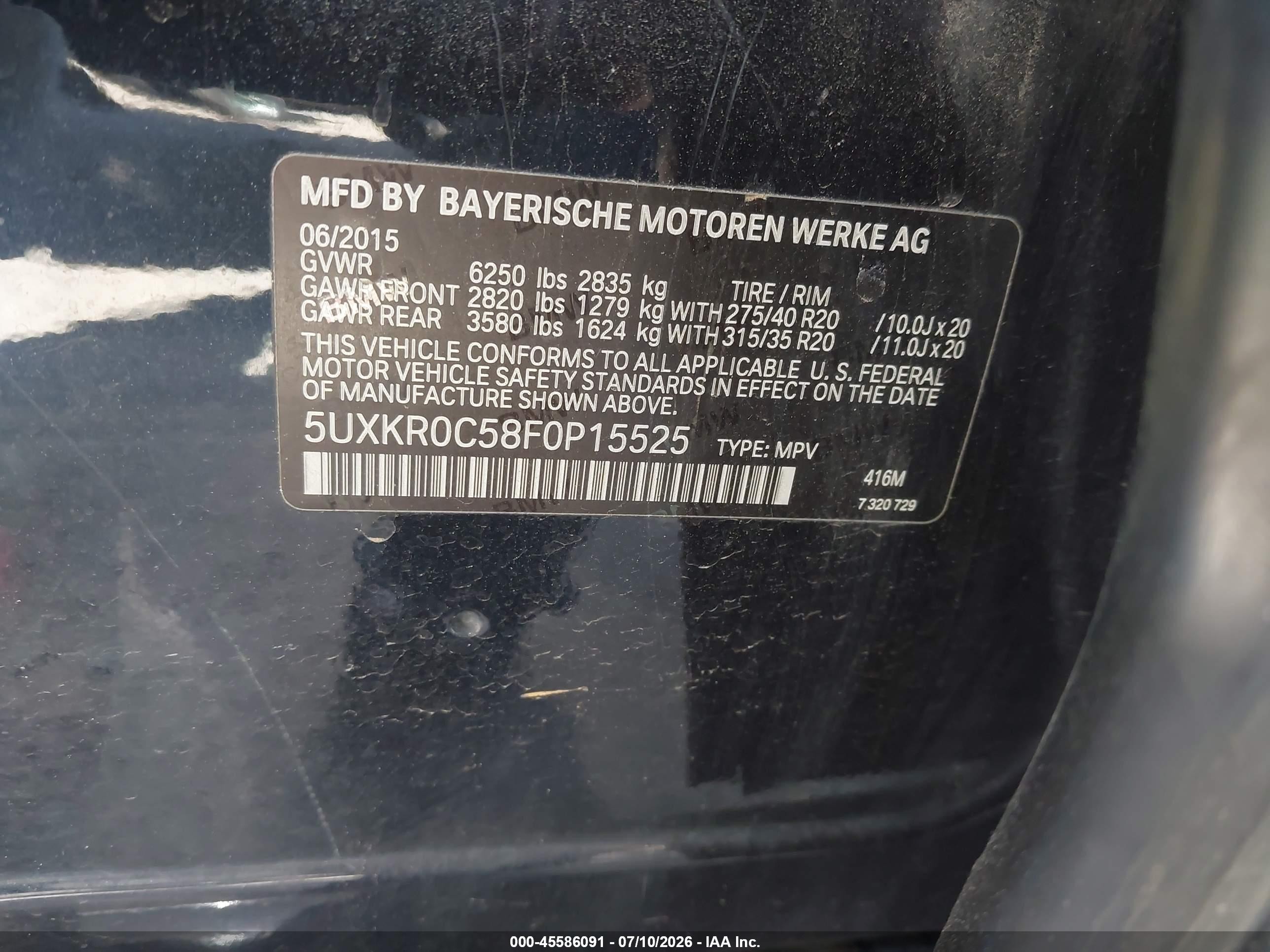2015 Bmw X5 Xdrive35i Black vin: 5UXKR0C58F0P15525
