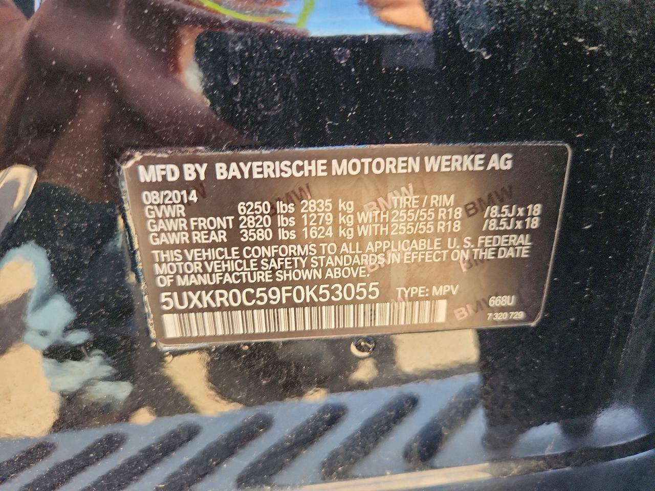 2015 Bmw X5 Black vin: 5UXKR0C59F0K53055