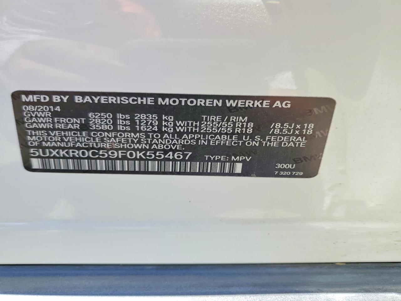 2015 Bmw X5 Xdrive35i White vin: 5UXKR0C59F0K55467