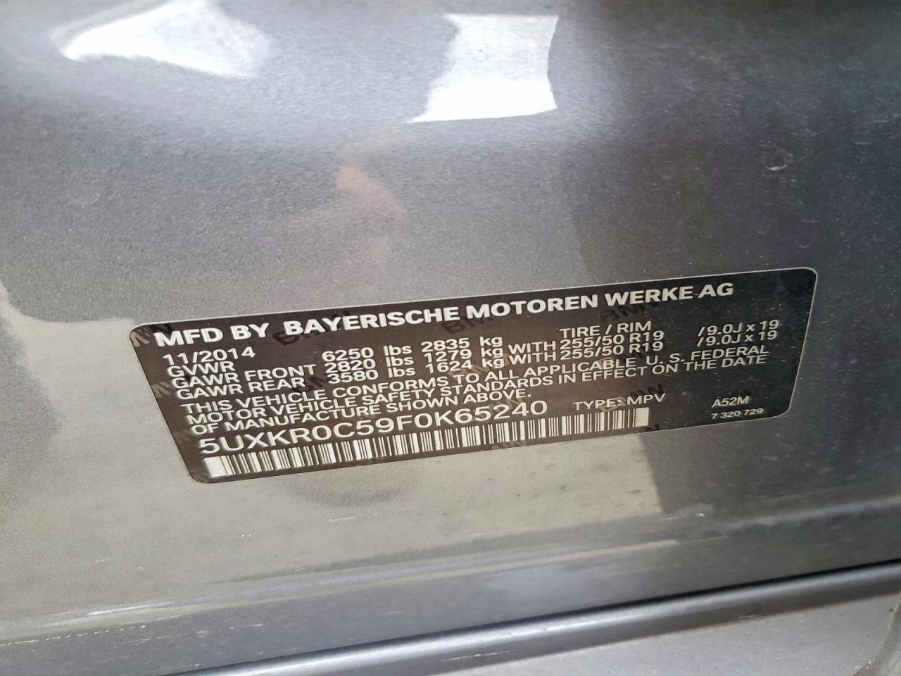 2015 Bmw X5 Xdrive35i Silver vin: 5UXKR0C59F0K65240