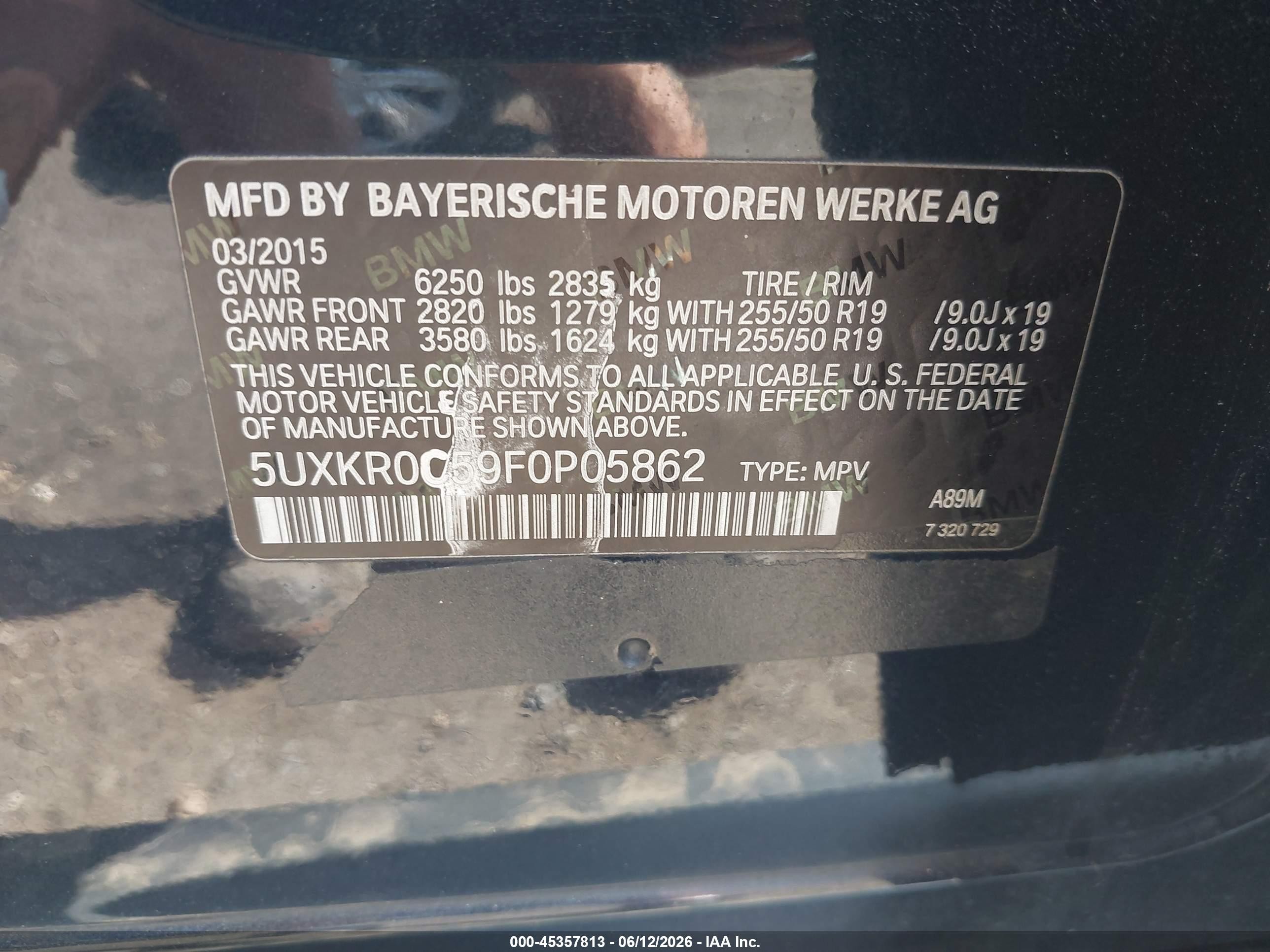 2015 Bmw X5 Xdrive35i Blue vin: 5UXKR0C59F0P05862
