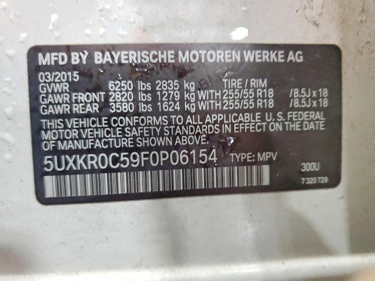 2015 Bmw X5 Xdrive35i White vin: 5UXKR0C59F0P06154