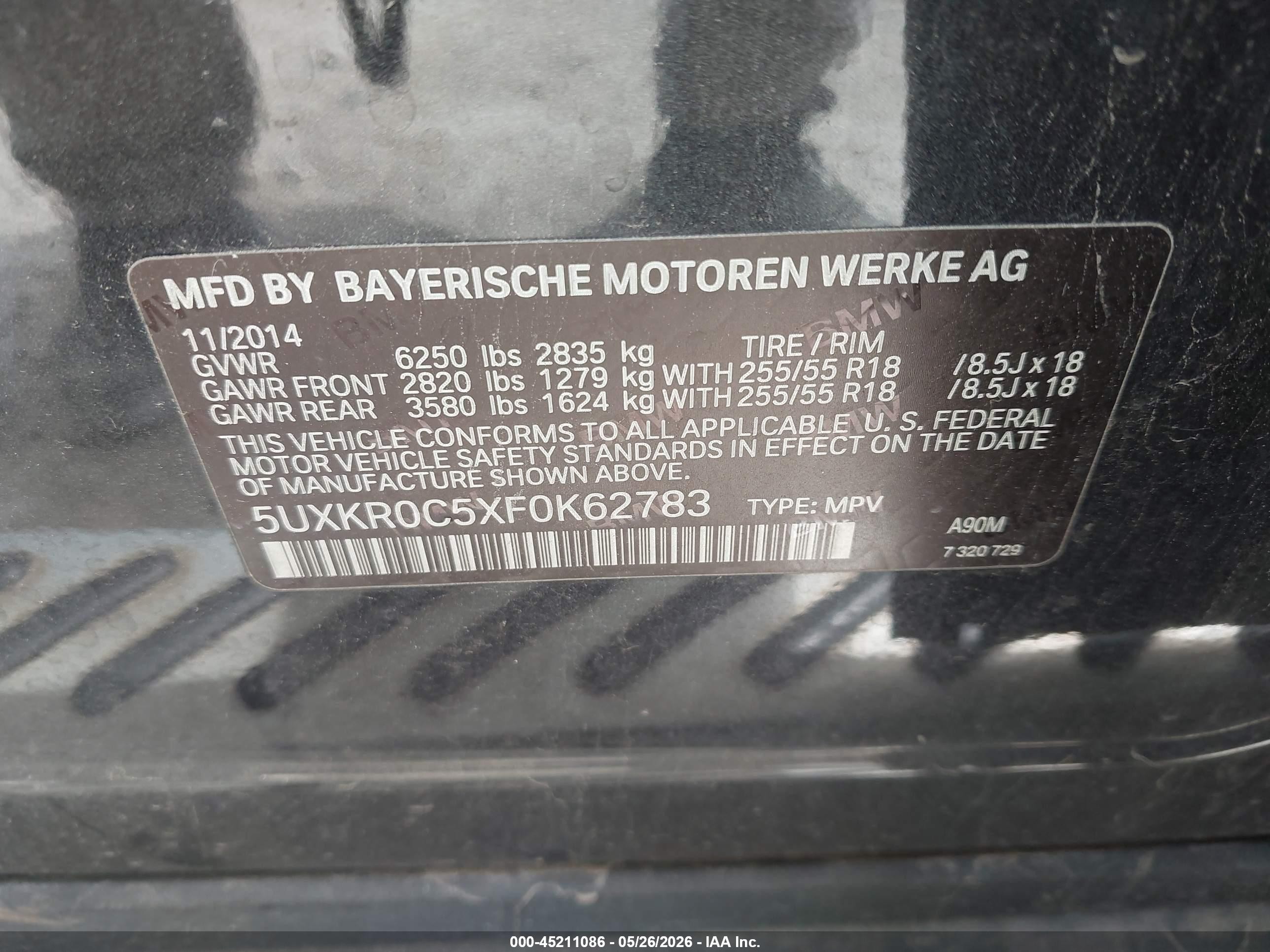 2015 Bmw X5 Xdrive35i Gray vin: 5UXKR0C5XF0K62783