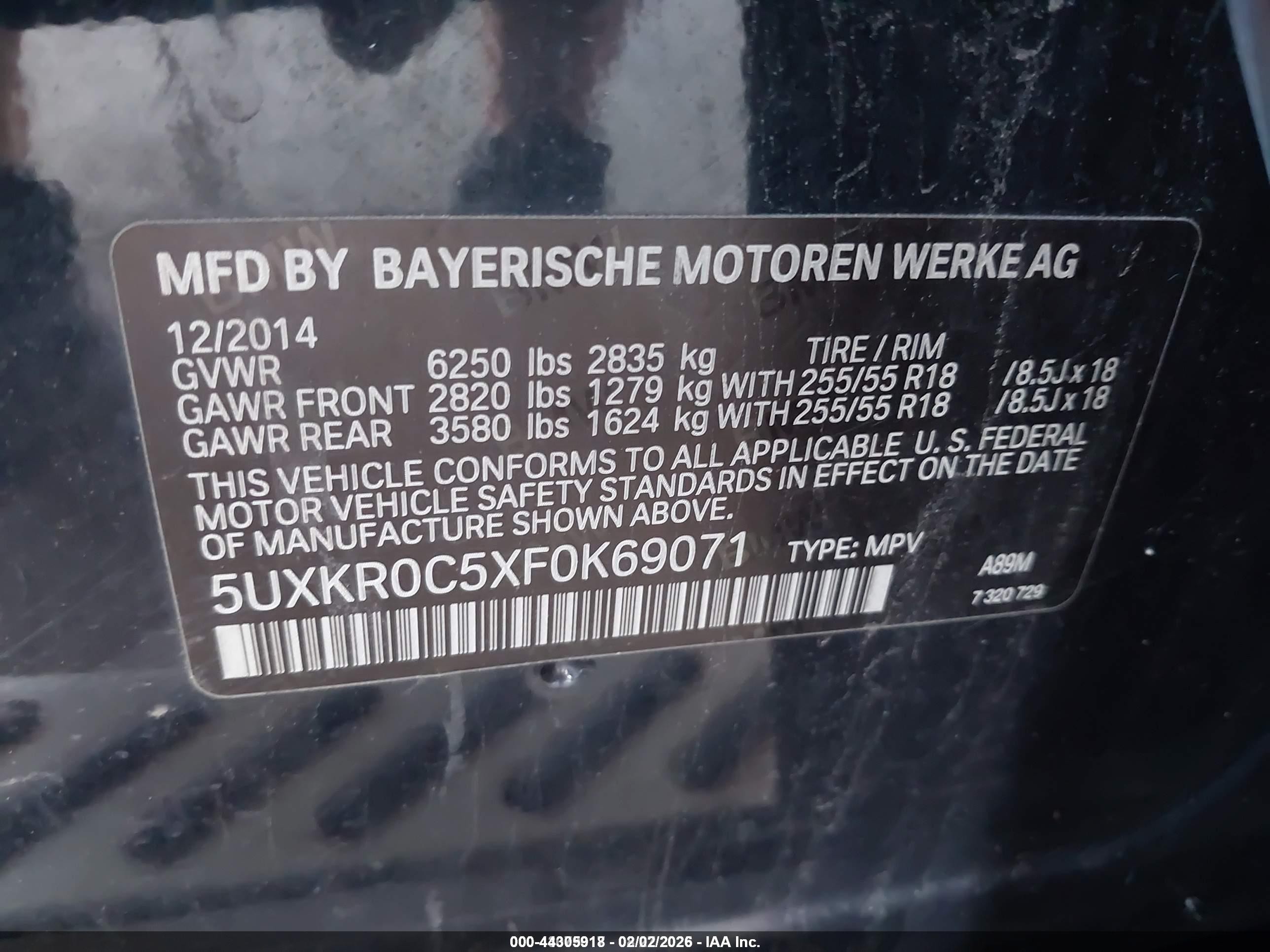 2015 Bmw X5 Xdrive35i Navy vin: 5UXKR0C5XF0K69071