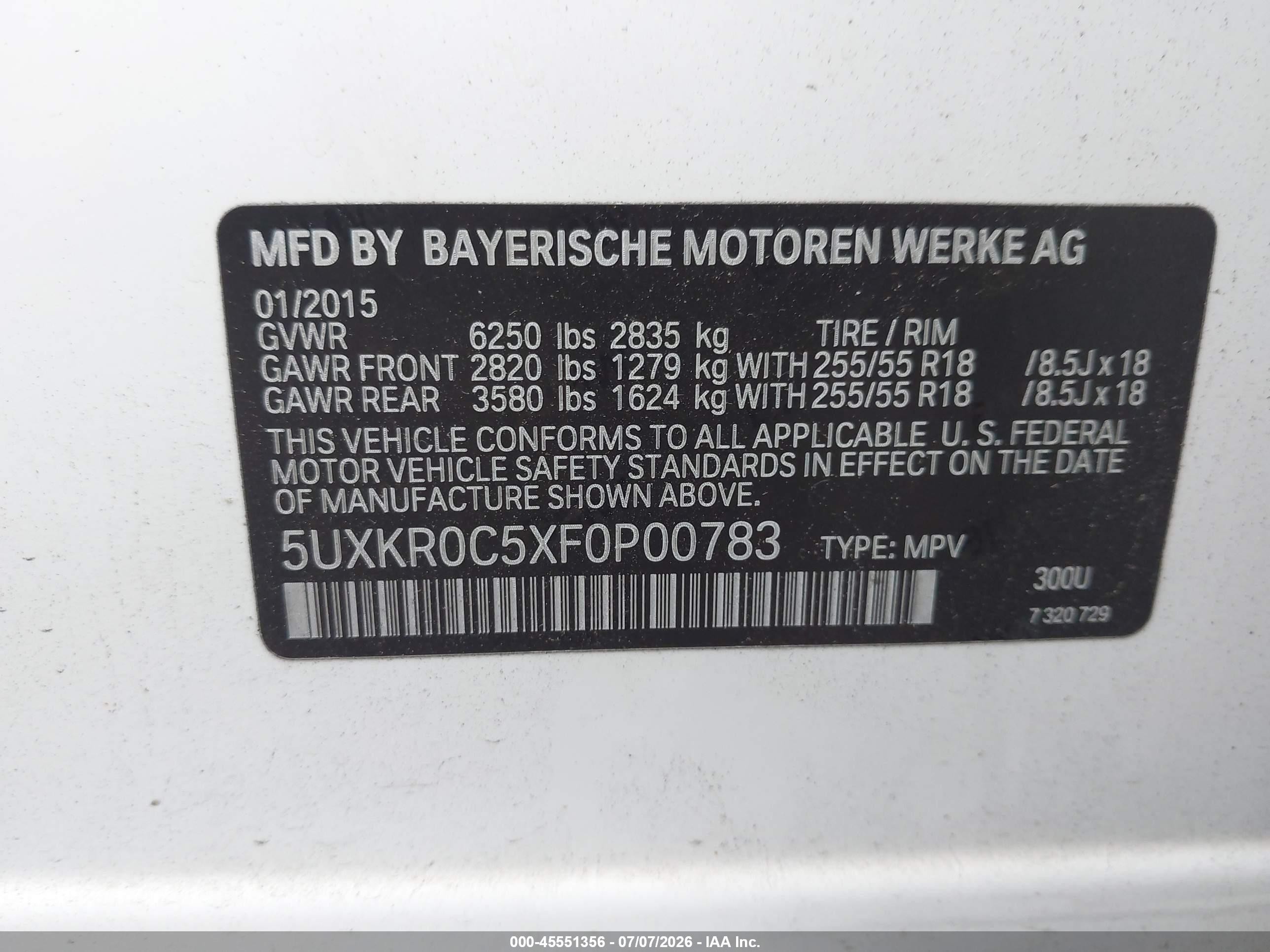 2015 Bmw X5 Xdrive35i White vin: 5UXKR0C5XF0P00783