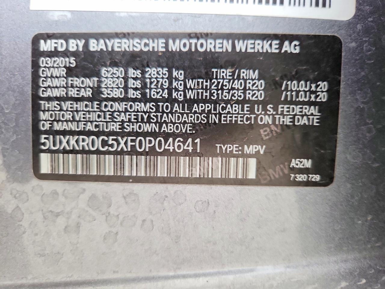2015 Bmw X5 Xdrive35i Gray vin: 5UXKR0C5XF0P04641