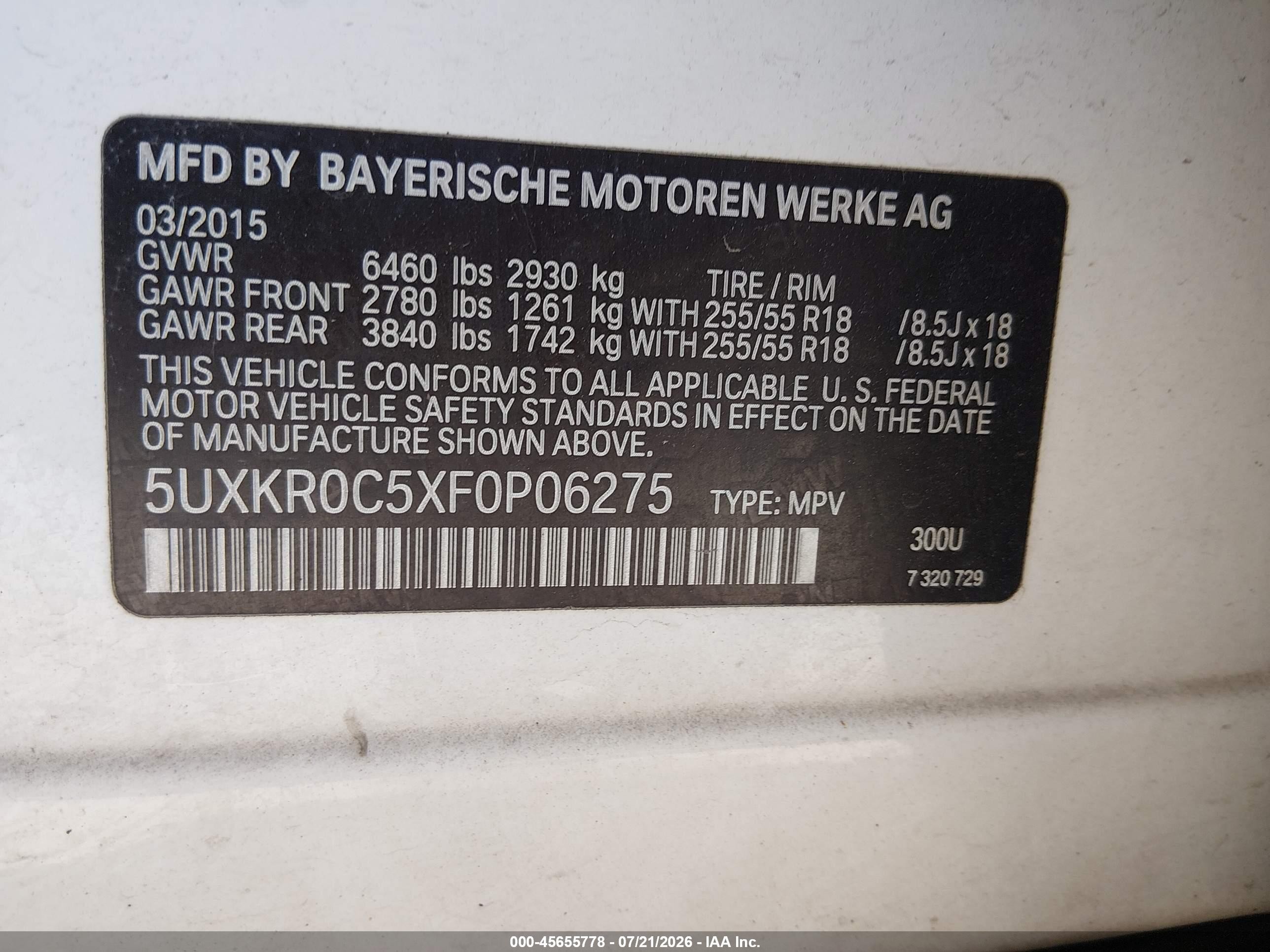 2015 Bmw X5 Xdrive35i White vin: 5UXKR0C5XF0P06275