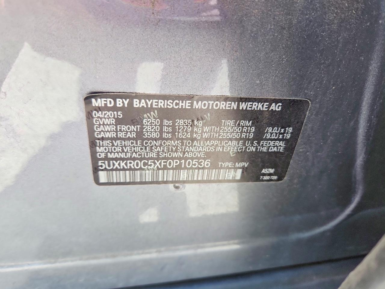 2015 Bmw X5 Xdrive35i Серый vin: 5UXKR0C5XF0P10536
