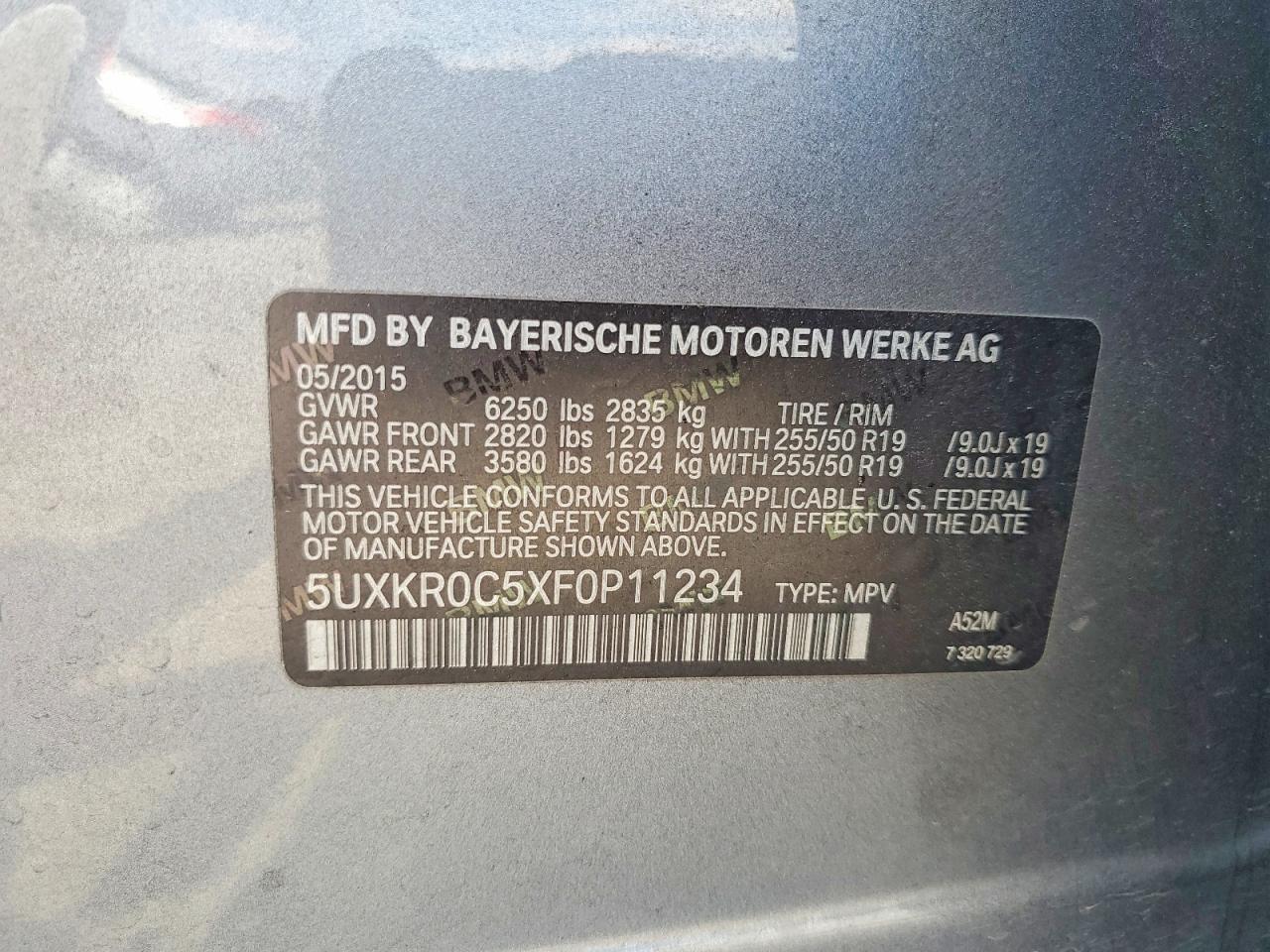 2015 Bmw X5 Xdrive35i Gray vin: 5UXKR0C5XF0P11234