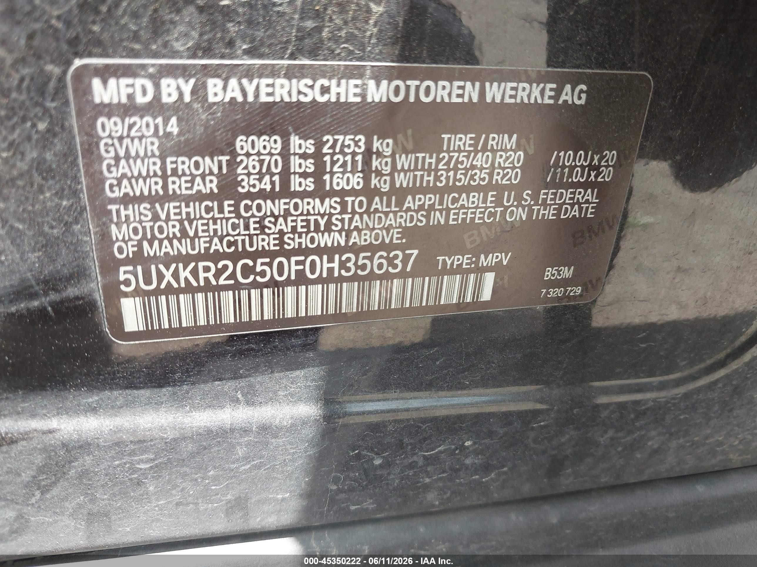 2015 Bmw X5 Sdrive35i Black vin: 5UXKR2C50F0H35637