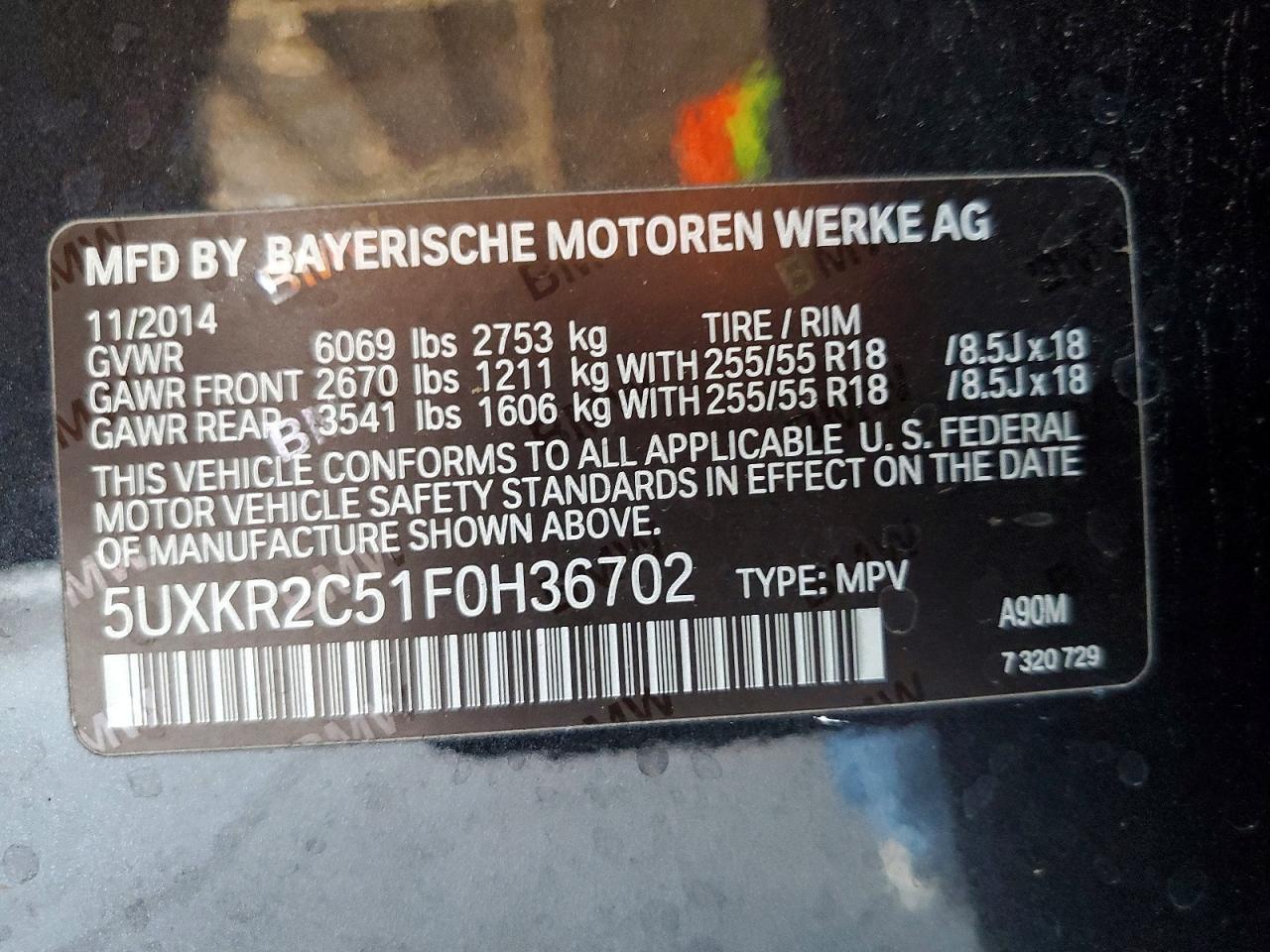 2015 Bmw X5 Sdrive35i Black vin: 5UXKR2C51F0H36702