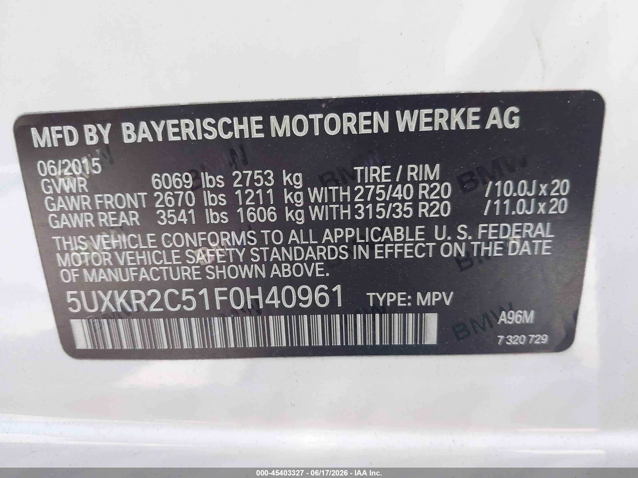 2015 Bmw X5 Sdrive35i White vin: 5UXKR2C51F0H40961
