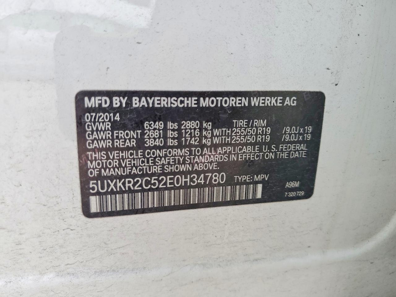 2014 Bmw X5 Sdrive35i White vin: 5UXKR2C52E0H34780