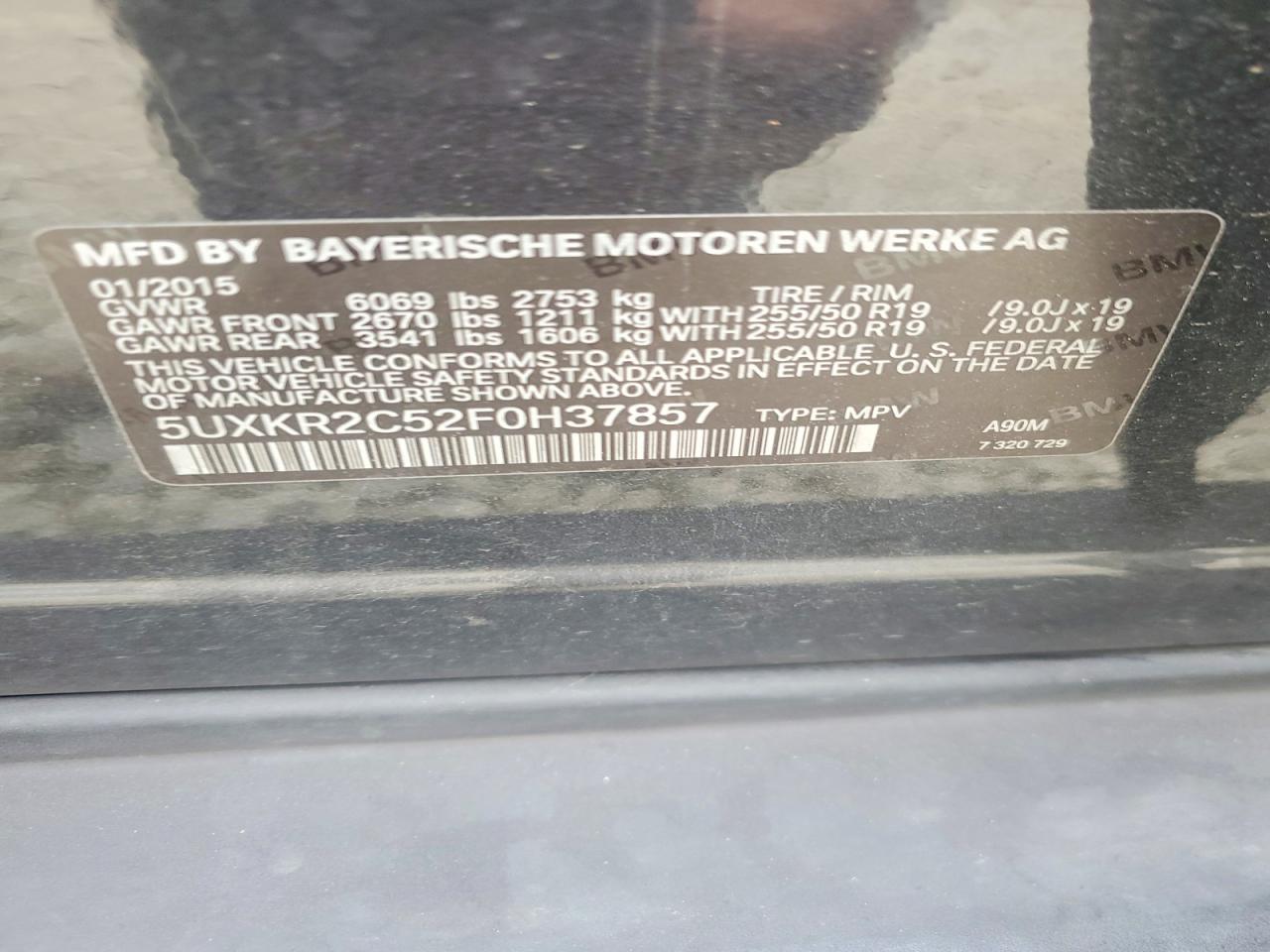 2015 Bmw X5 Sdrive35i Серый vin: 5UXKR2C52F0H37857
