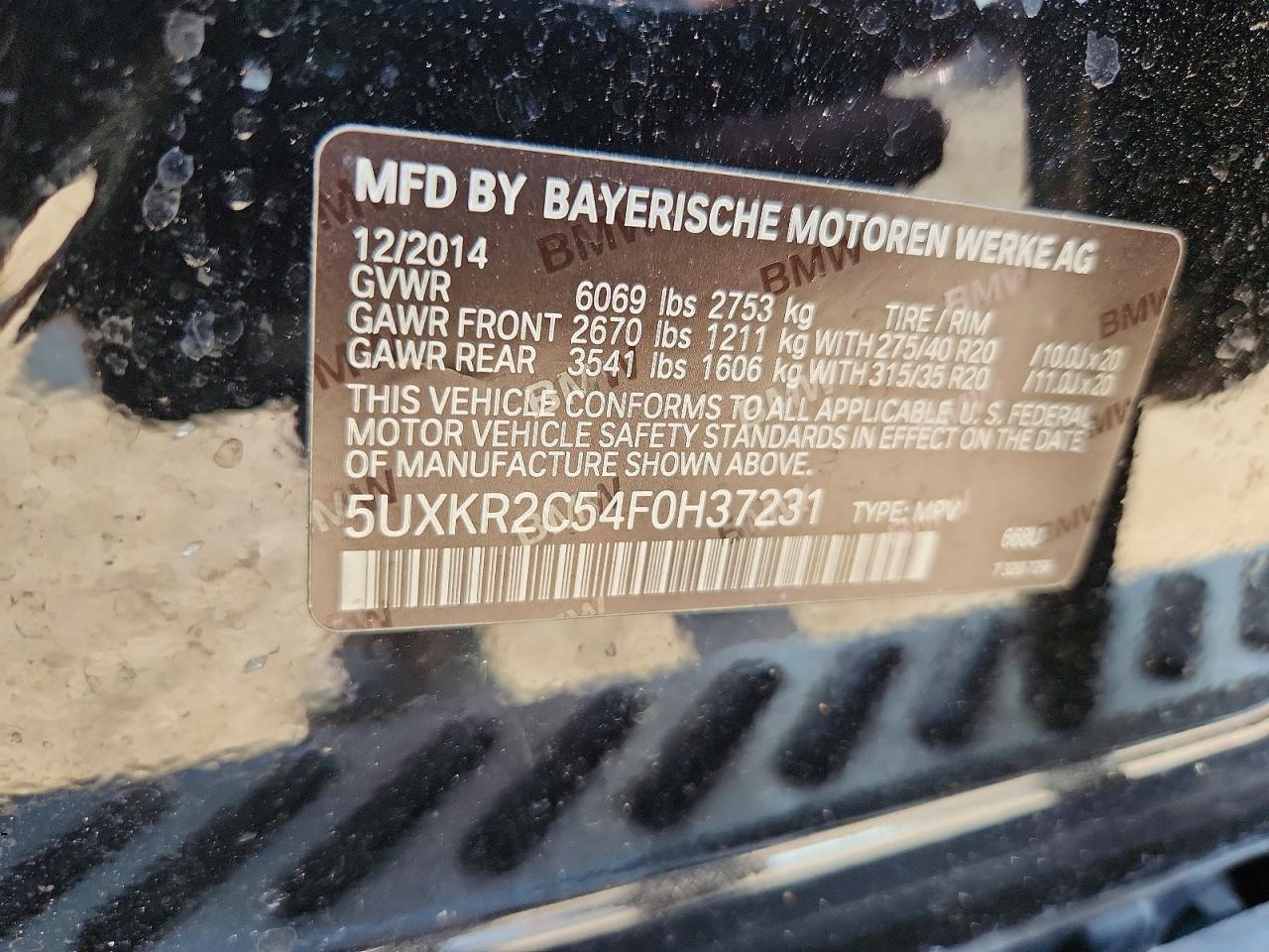 2015 Bmw X5 Sdrive35i Black vin: 5UXKR2C54F0H37231