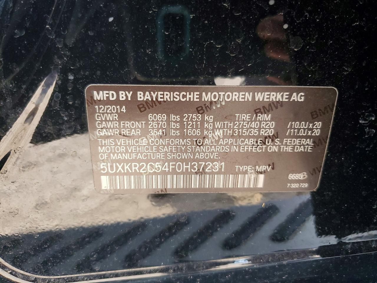 2015 Bmw X5 Sdrive35i Black vin: 5UXKR2C54F0H37231